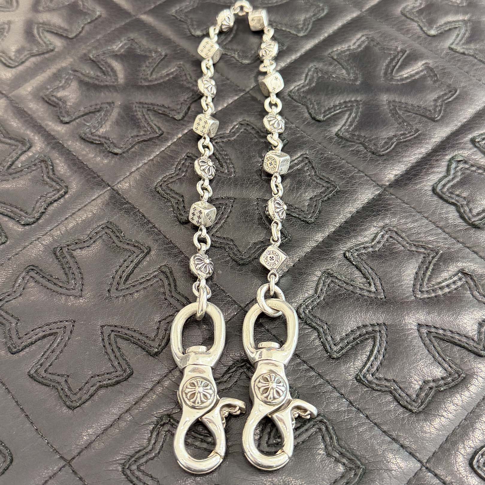 CHROME HEARTS 2 Clip Dice Cross Ball Wallet Chain 14 Link クロム