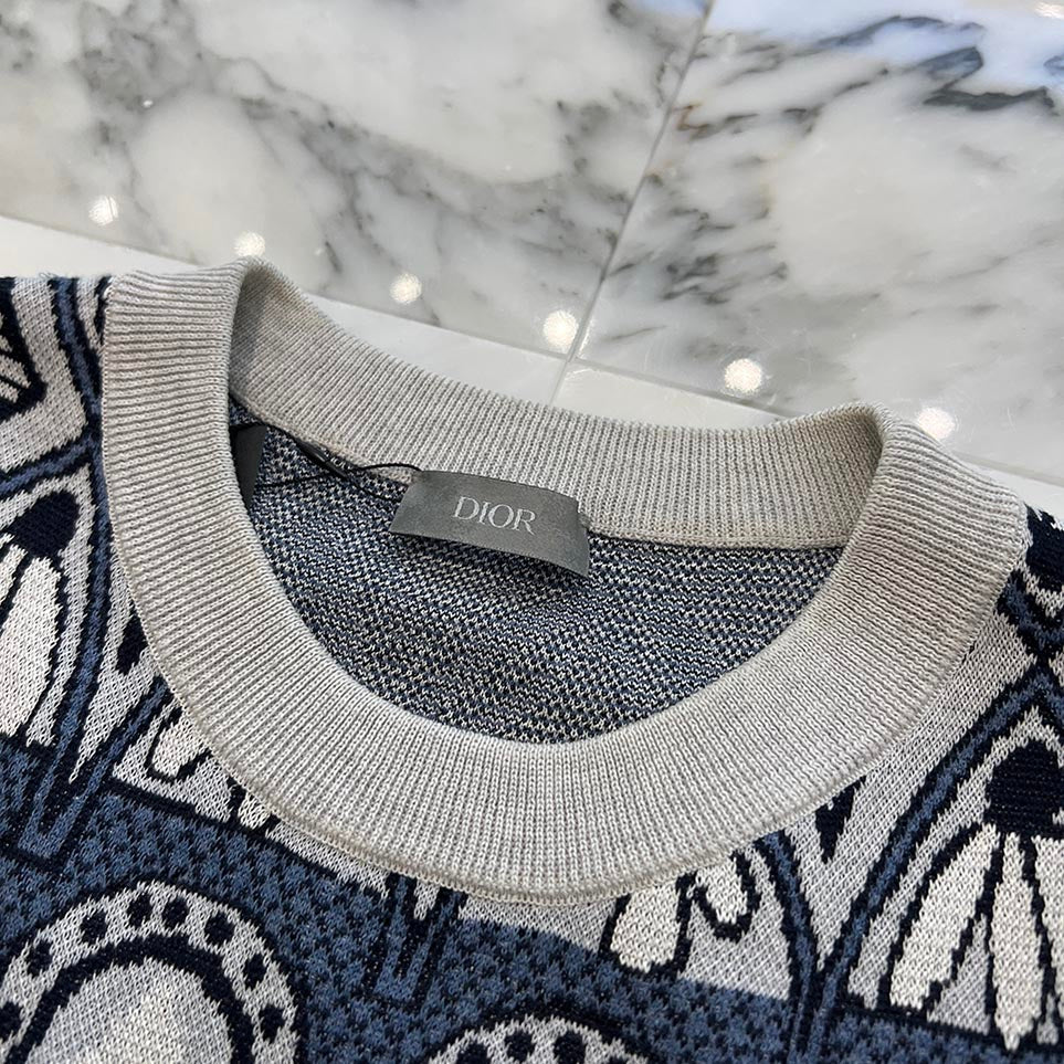 DIOR × SHAWN STUSSY 2020AW Cotton Silk Jacquard Knit Tee 033M632AT175 Size M ディオール×ショーン・ステューシー コットンシルクジャガードニットTシャツ サイズM