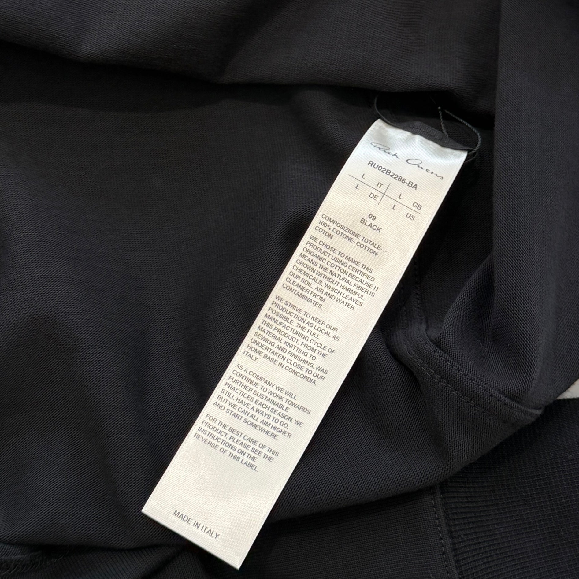 Rick Owens 2022AW Roll Neck Surf Long Sleeve Tee RU02B2286-BA Size L リックオウェンス ロールネック サーフロングスリーブTシャツ サイズL