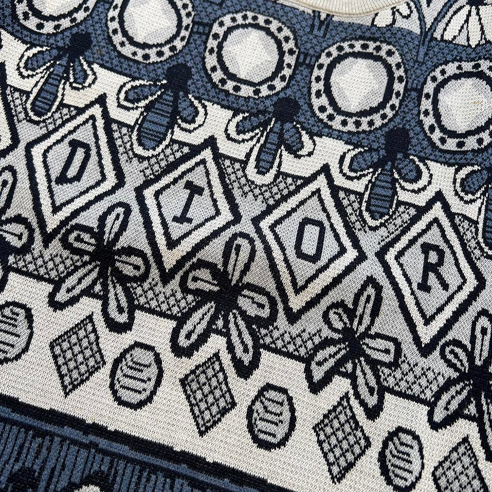 DIOR × SHAWN STUSSY 2020AW Cotton Silk Jacquard Knit Tee 033M632AT175 Size M ディオール×ショーン・ステューシー コットンシルクジャガードニットTシャツ サイズM