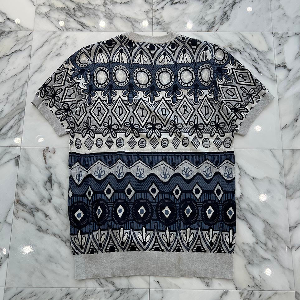 DIOR × SHAWN STUSSY 2020AW Cotton Silk Jacquard Knit Tee 033M632AT175 Size M ディオール×ショーン・ステューシー コットンシルクジャガードニットTシャツ サイズM