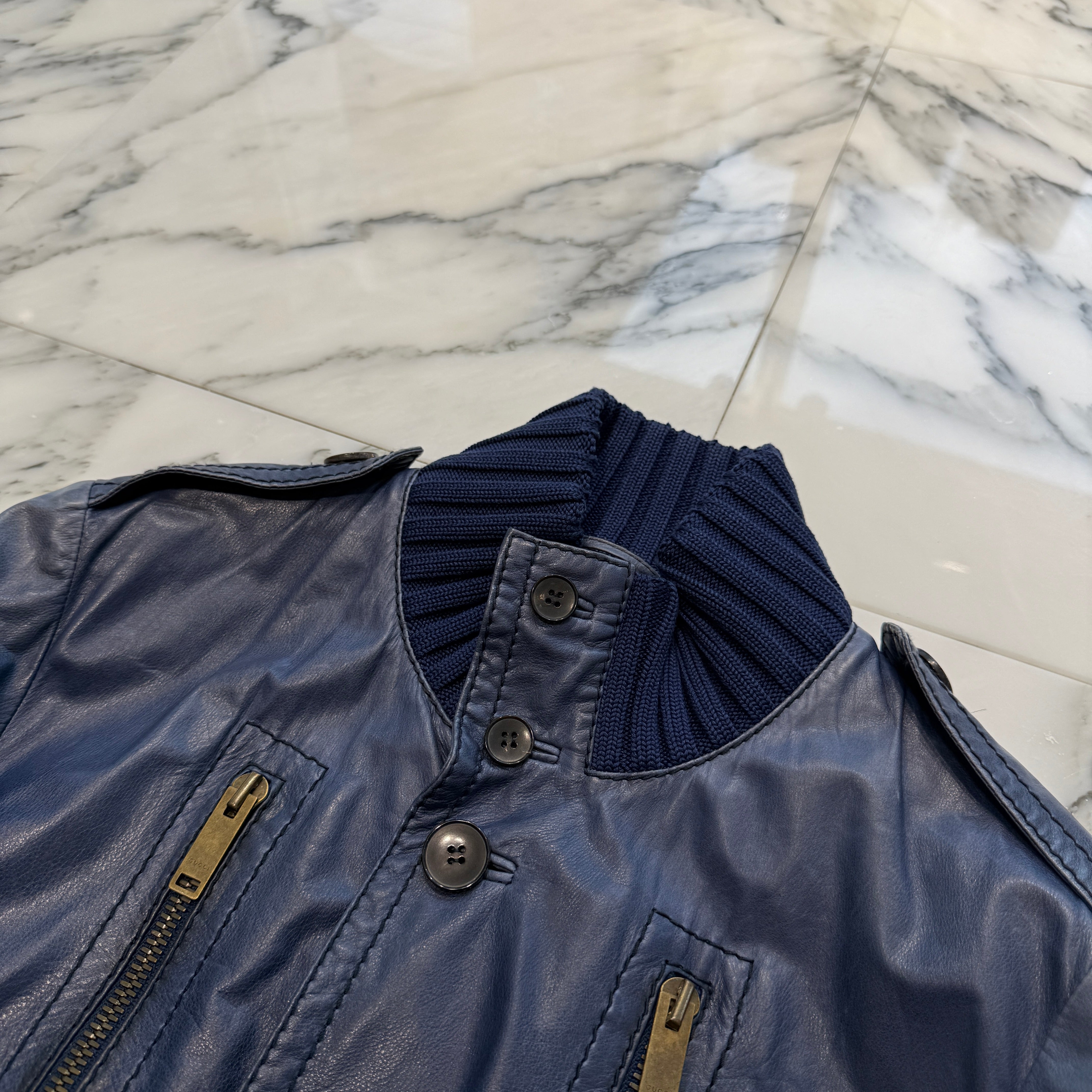 GUCCI Madonna Leather Bomber Jacket 171472 XN148 Size 44 グッチ マドンナ レザーボンバージャケット サイズ44