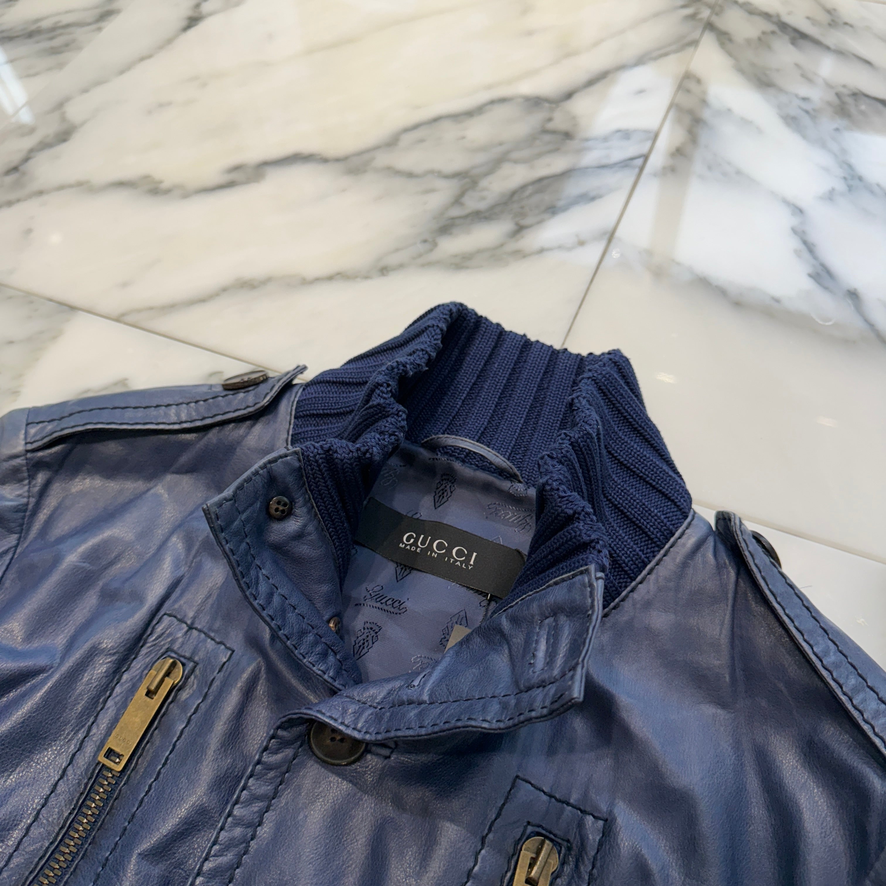 GUCCI Madonna Leather Bomber Jacket 171472 XN148 Size 44 グッチ マドンナ レザーボンバージャケット サイズ44