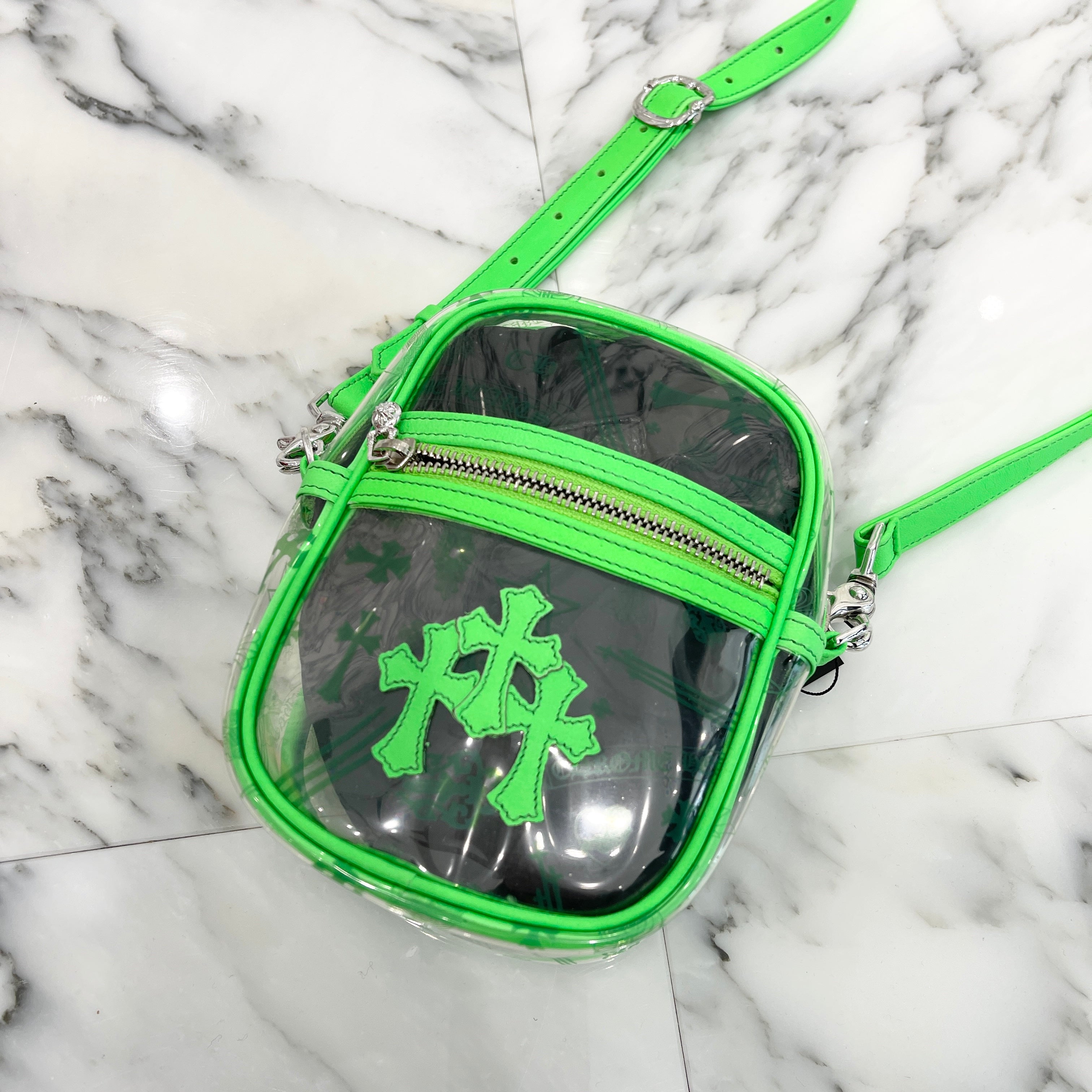 CHROME HEARTS TAKAMINI PVC 3 Cemetery Cross Patch Leather Shoulder Bag クロムハーツ タカミニ PVC 3セメタリークロスパッチ レザーショルダーバッグ