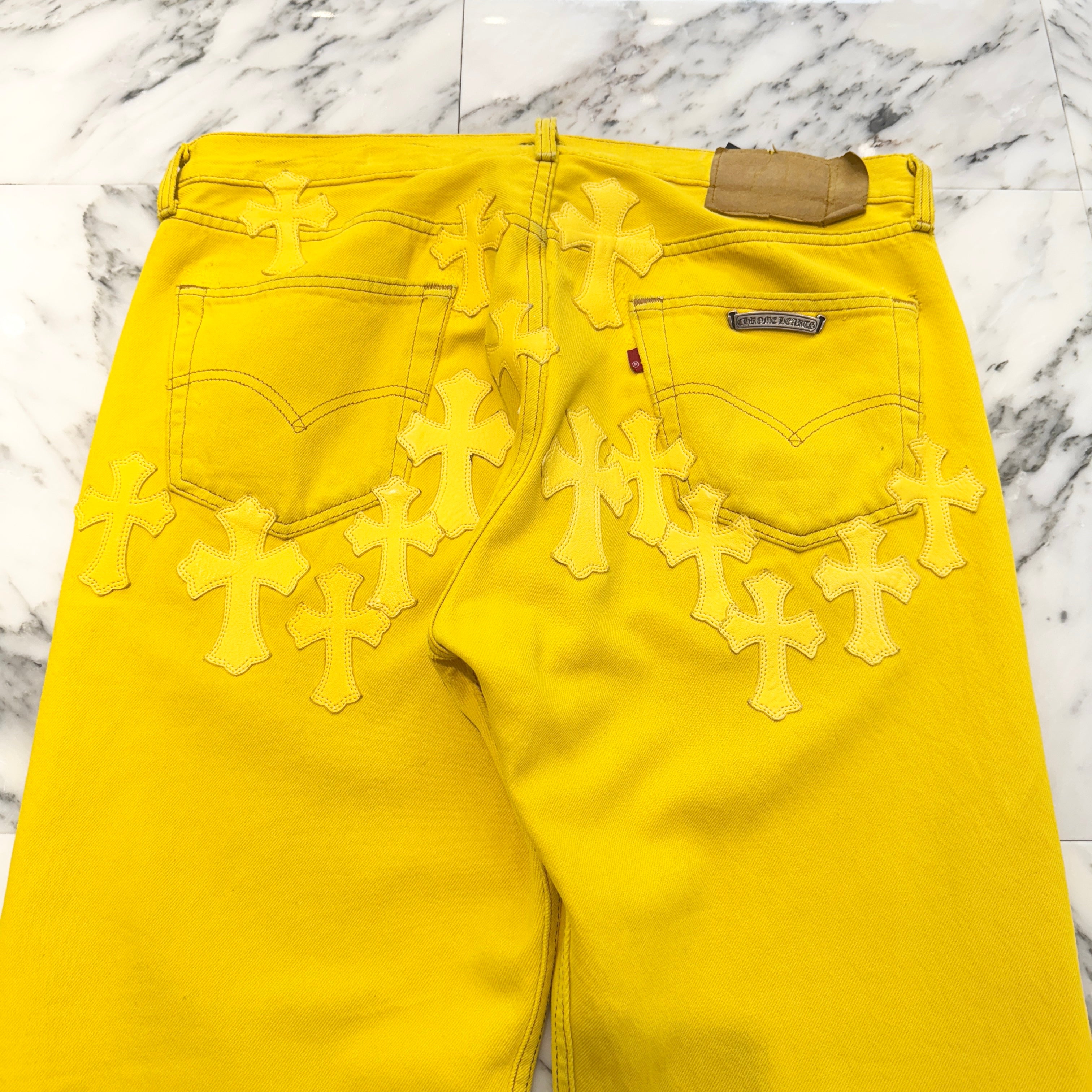 CHROME HEARTS × Levi's VNTG Large Cross Patch & Back Cemetery Leather Cross Patch Denim Pants Size 34 クロムハーツ × リーバイス ヴィンテージ ラージクロスパッチ&バックセメタリークロスレザーパッチ デニムパンツ ジーンズ サイズ34