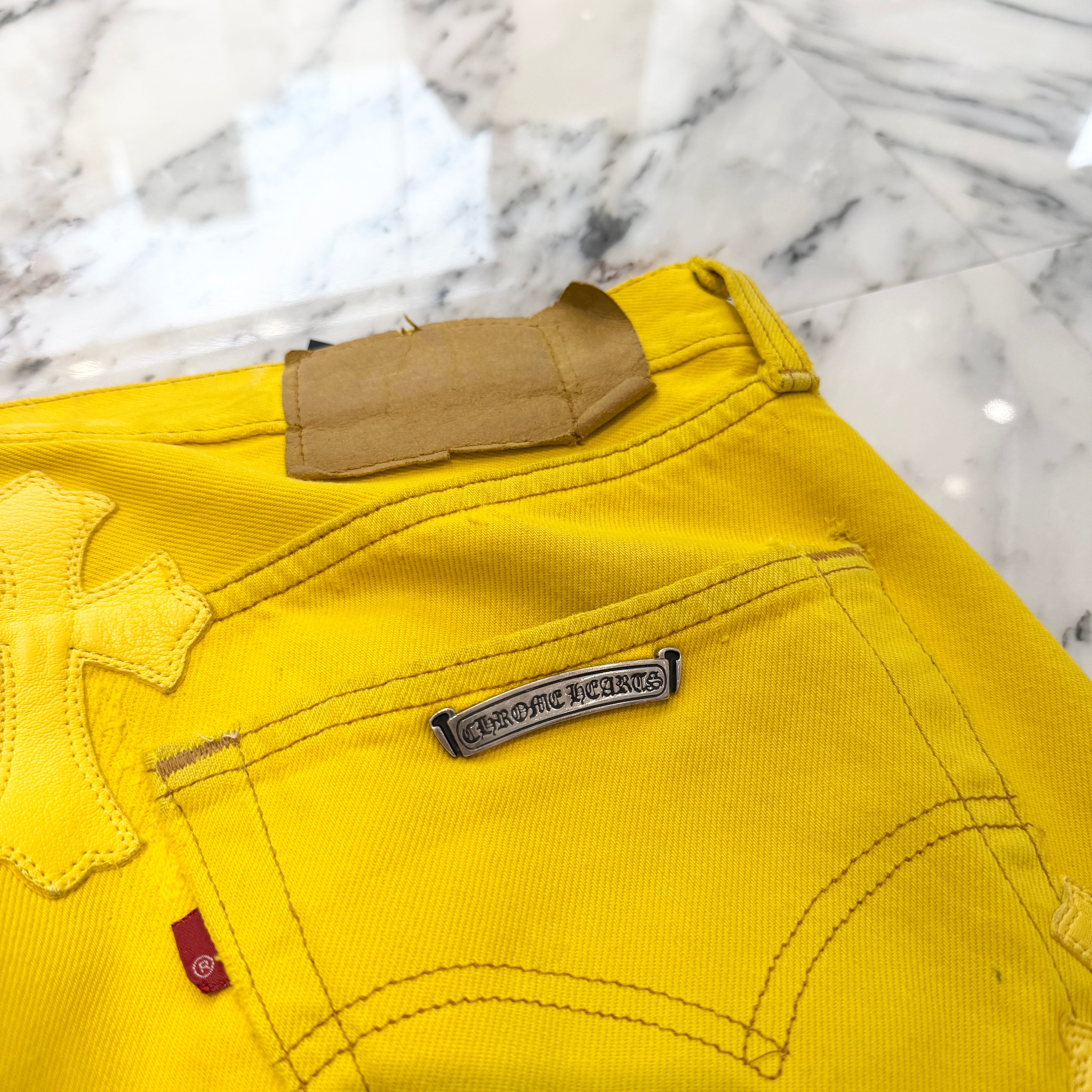 CHROME HEARTS × Levi's VNTG Large Cross Patch & Back Cemetery Leather Cross Patch Denim Pants Size 34 クロムハーツ × リーバイス ヴィンテージ ラージクロスパッチ&バックセメタリークロスレザーパッチ デニムパンツ ジーンズ サイズ34