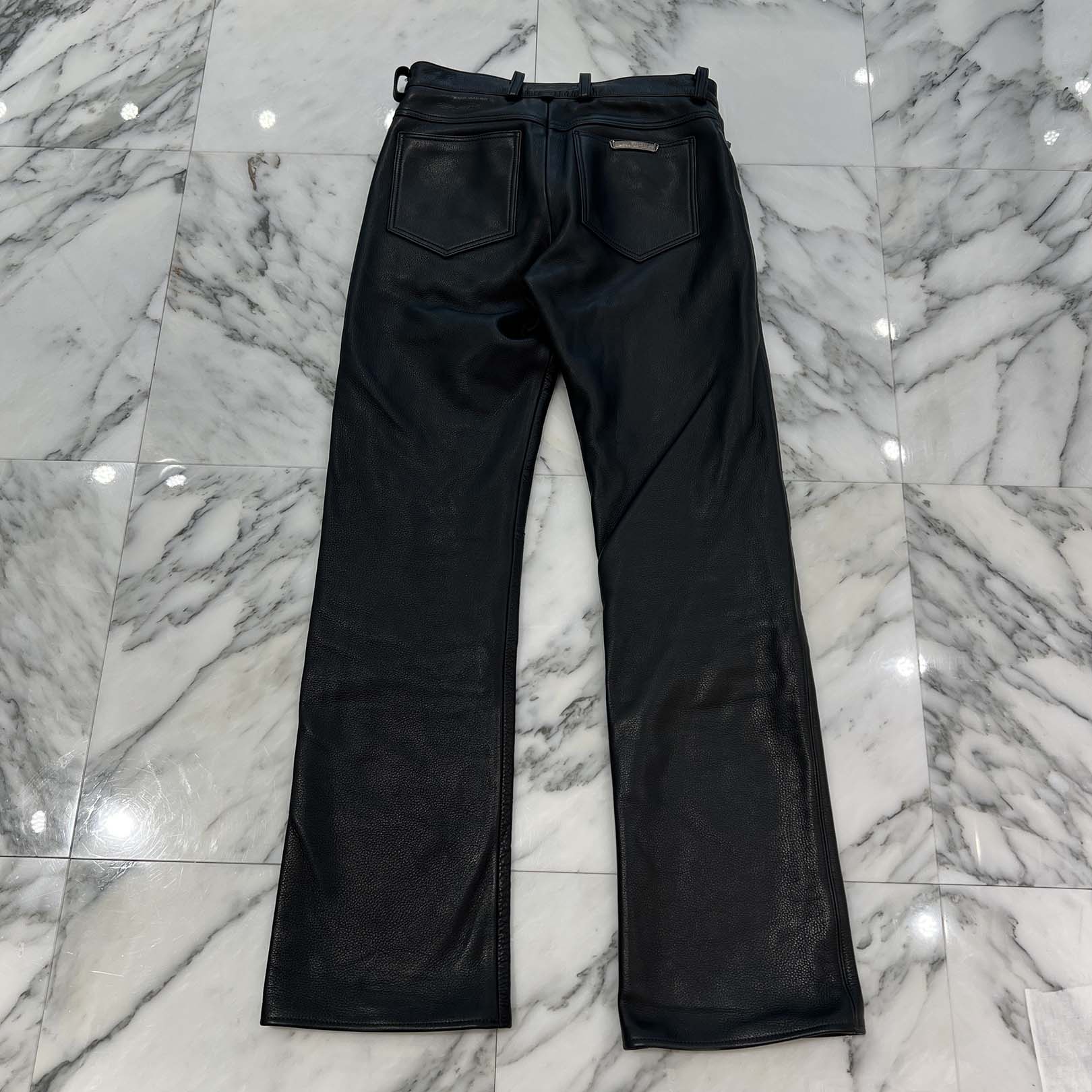 CHROME HEARTS Flare Knee Cross Ball Button Leather Pants Size 30 クロムハーツ フレアニー クロスボールボタン レザーパンツ サイズ30