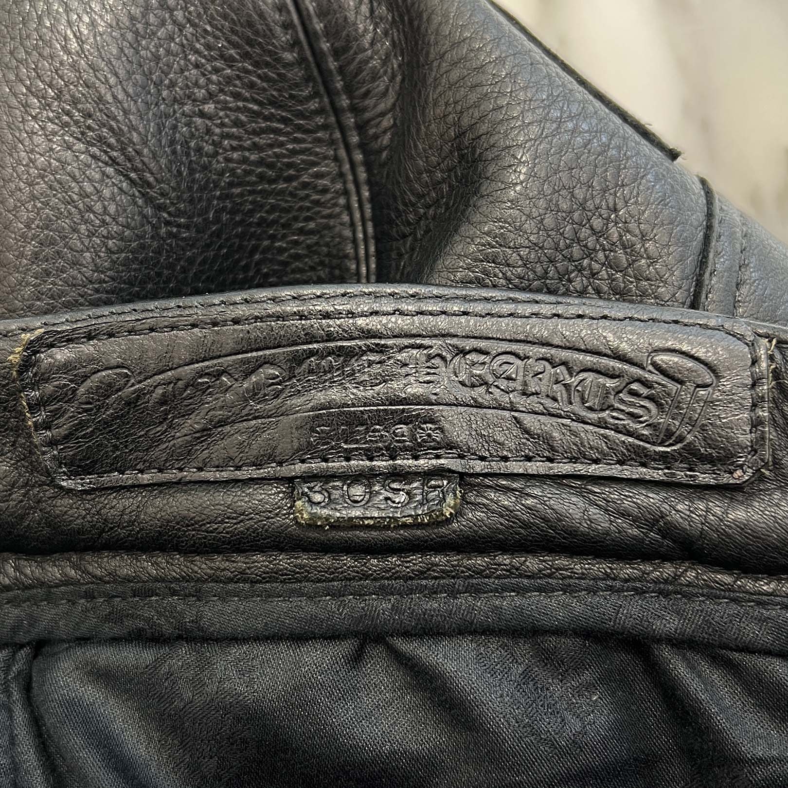 CHROME HEARTS Flare Knee Cross Ball Button Leather Pants Size 30 クロムハーツ フレアニー クロスボールボタン レザーパンツ サイズ30