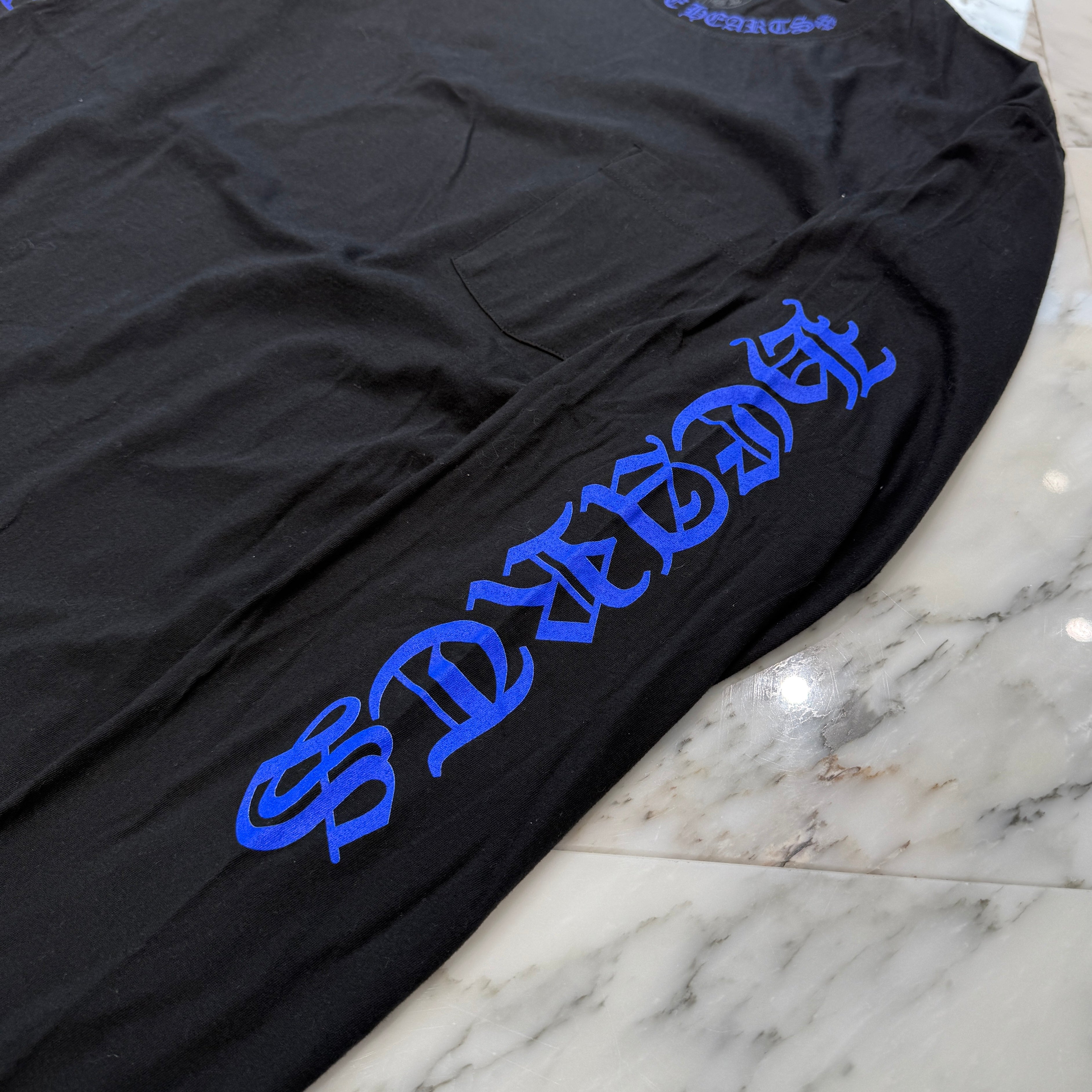 CHROME HEARTS 2024AW Old English Neck Logo Neon Blue Long Sleeve Tee Size XL クロムハーツ オールドイングリッシュネックロゴネオンブルーロングスリーブTシャツ サイズXL