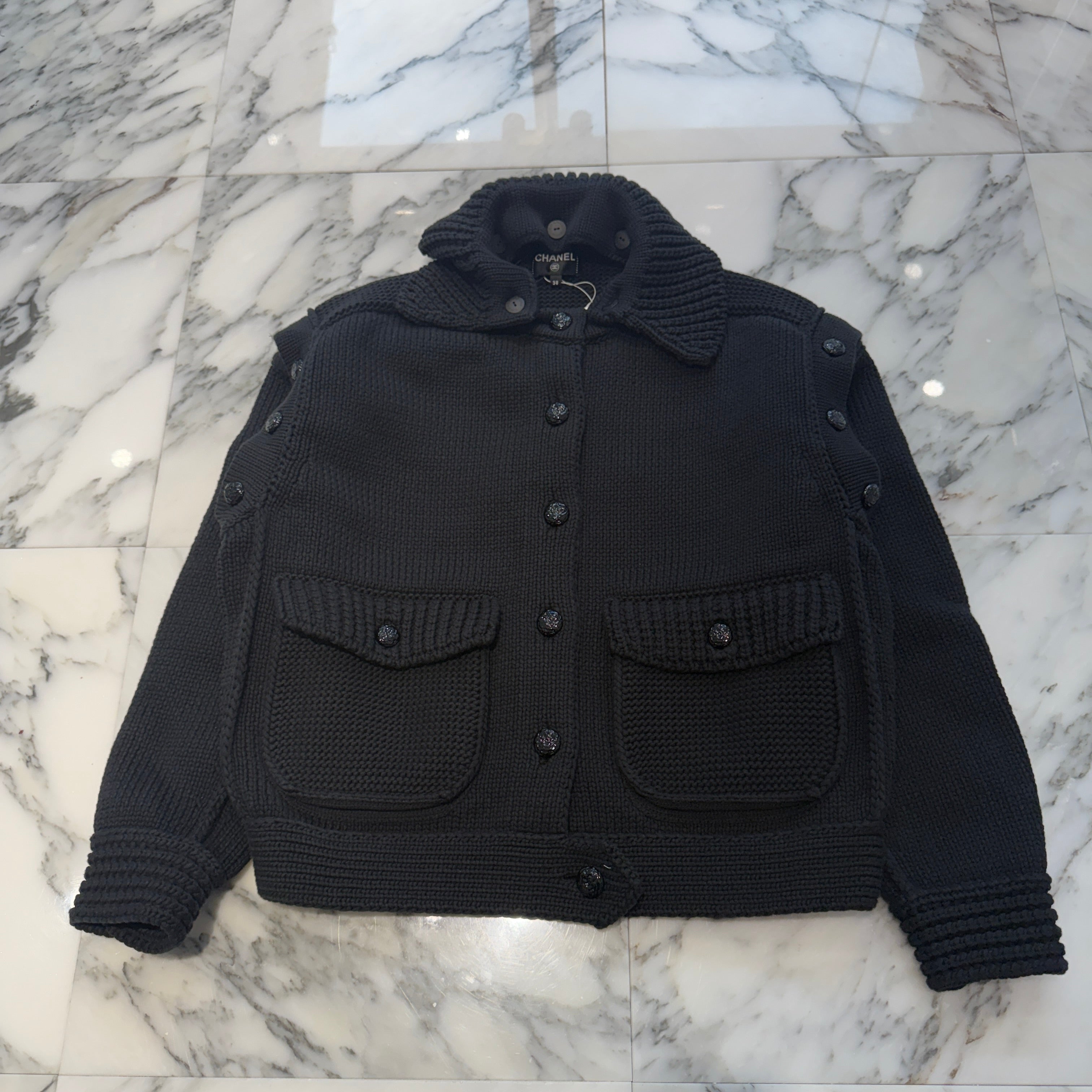CHANEL 2025AW Camelia Button Knit Jacket P79984K11530 Size 38 シャネル カメリアボタン ニットジャケット サイズ38