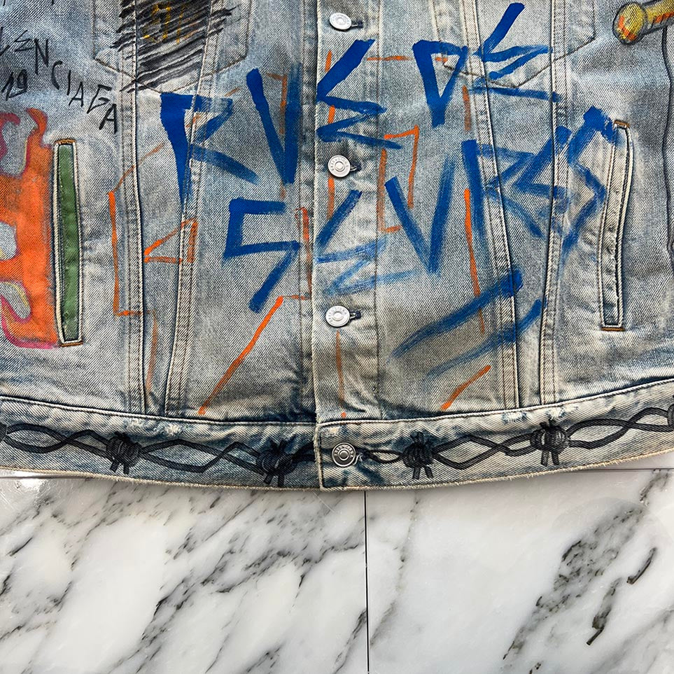 BALENCIAGA 2018AW Graffiti Paint Denim Jacket 558824 TXE08 Size 36 バレンシアガ グラフィティペイント デニムジャケット サイズ36