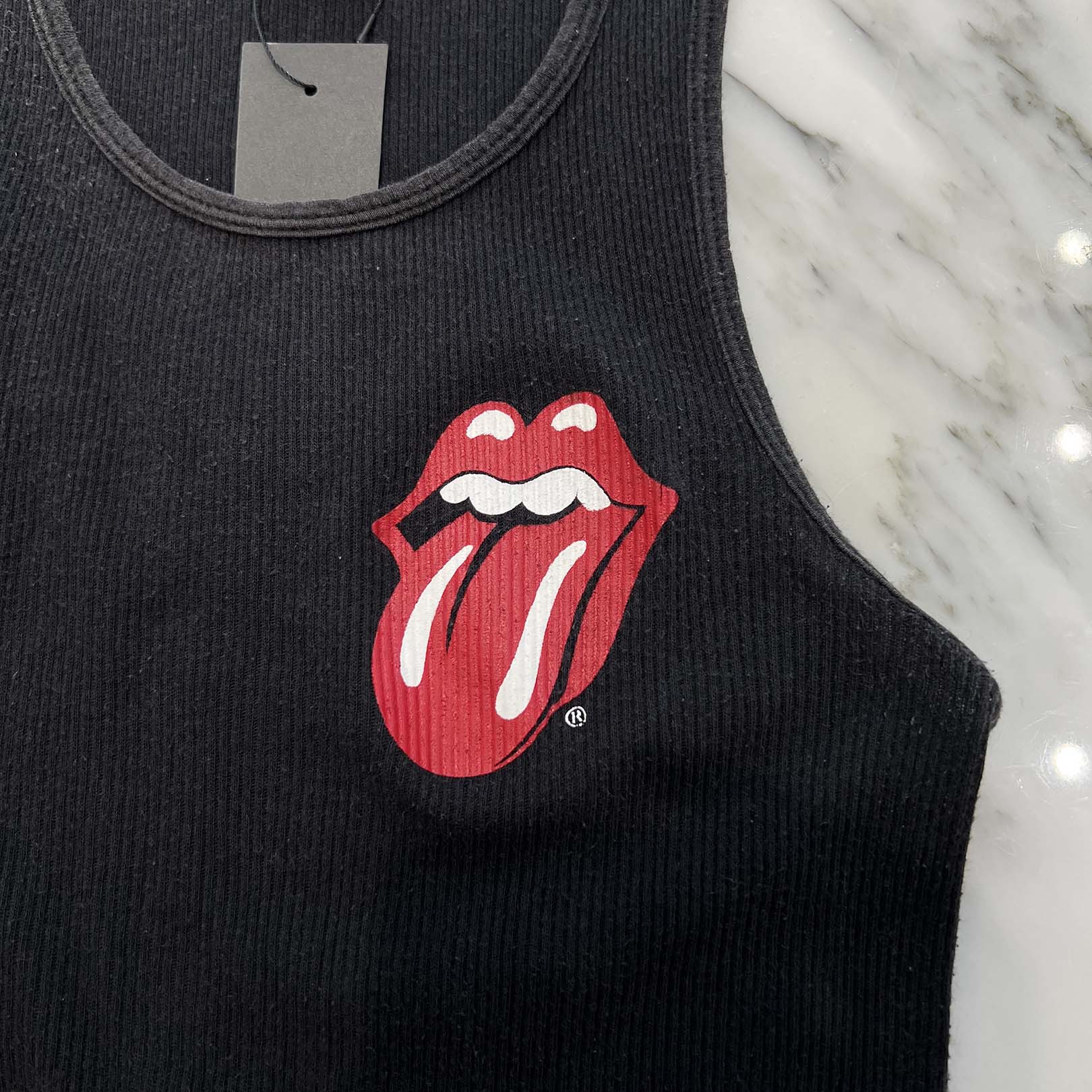 CHROME HEARTS × The Rolling Stones Lip And Tongue Horseshoe Lib Tank Top クロムハーツ × ローリングストーンズ リップアンドタン ホースシュー リブ タンクトップ