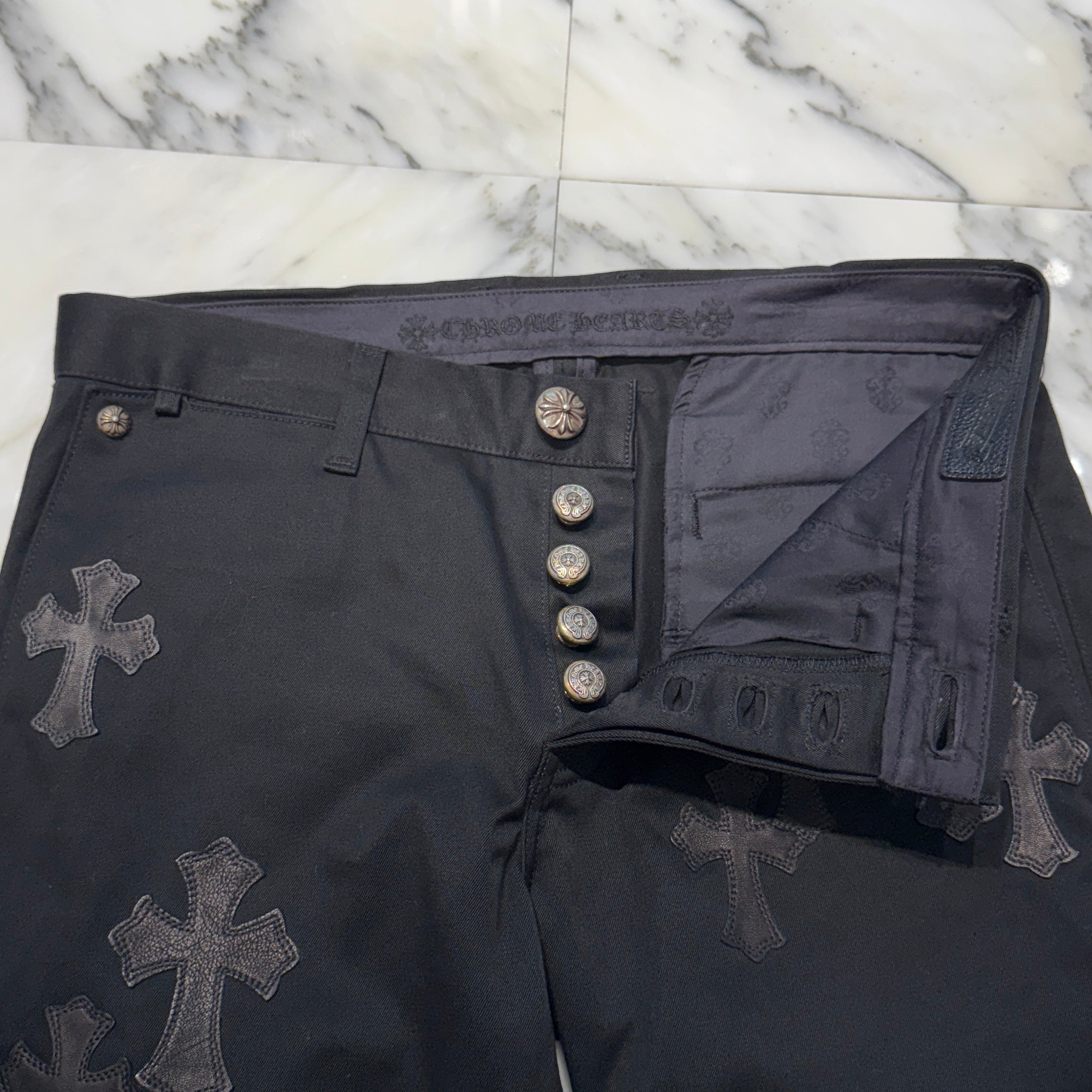CHROME HEARTS Camouflage Cemetery Leather Cross Patch Chino Pants Size 32 クロムハーツ カモフラージュ セメタリー レザークロスパッチ チノパンツ サイズ32