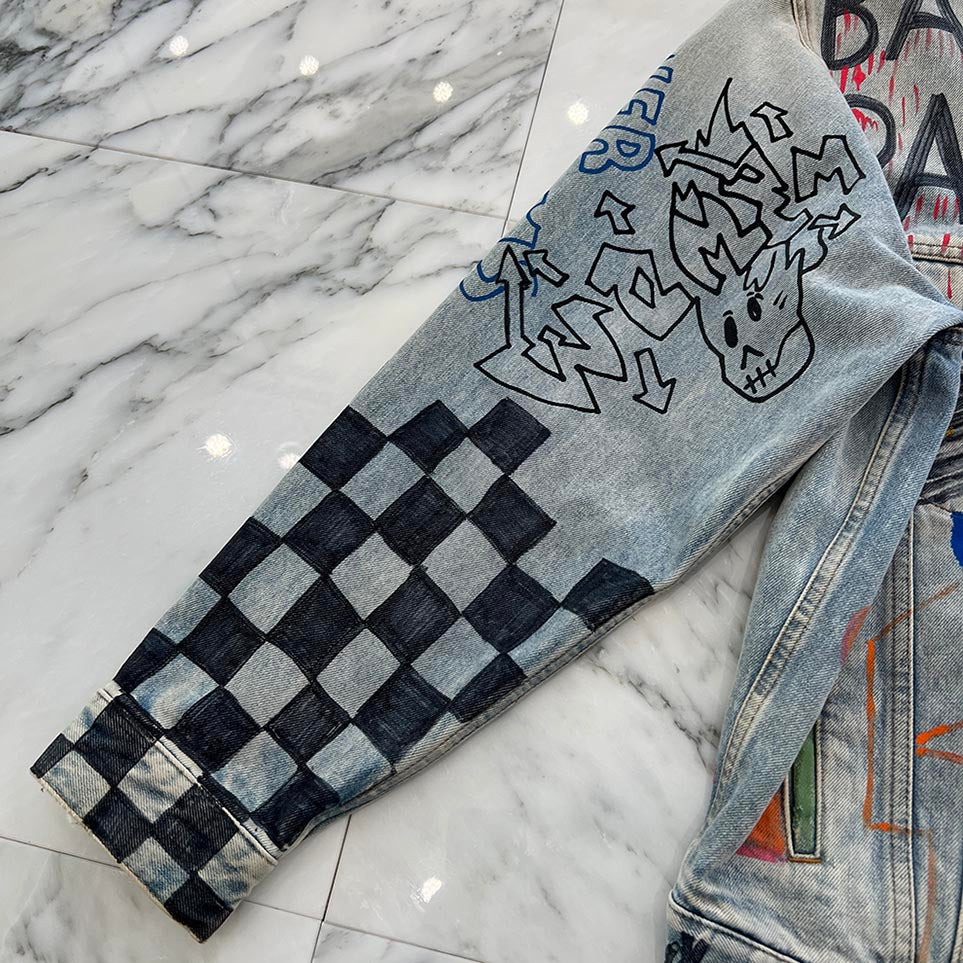 BALENCIAGA 2018AW Graffiti Paint Denim Jacket 558824 TXE08 Size 36 バレンシアガ グラフィティペイント デニムジャケット サイズ36