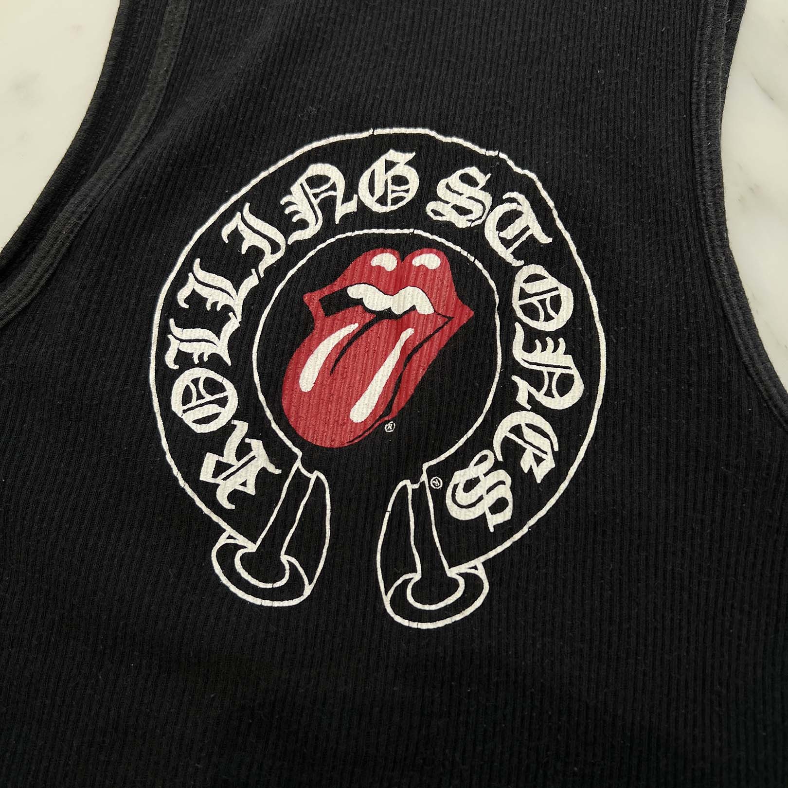 CHROME HEARTS × The Rolling Stones Lip And Tongue Horseshoe Lib Tank Top クロムハーツ × ローリングストーンズ リップアンドタン ホースシュー リブ タンクトップ