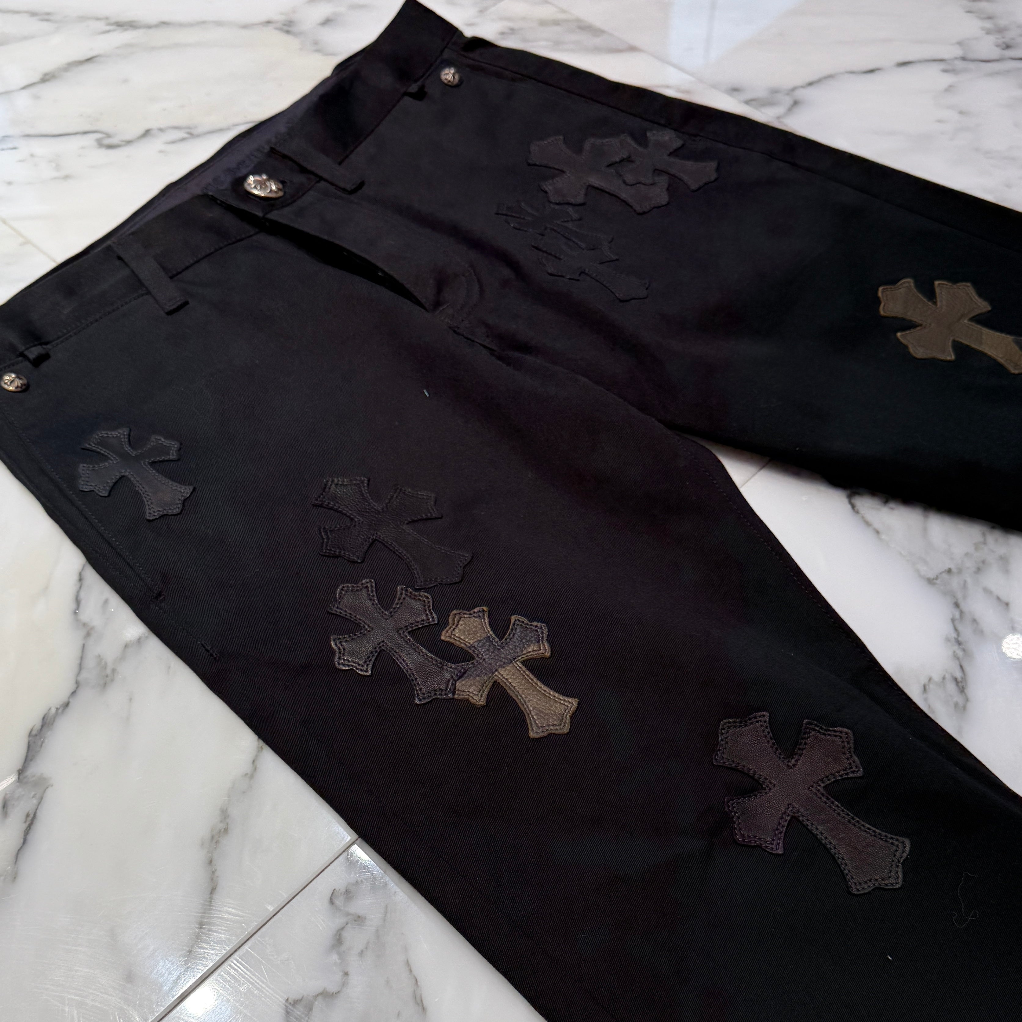 CHROME HEARTS Camouflage Cemetery Leather Cross Patch Chino Pants Size 32 クロムハーツ カモフラージュ セメタリー レザークロスパッチ チノパンツ サイズ32