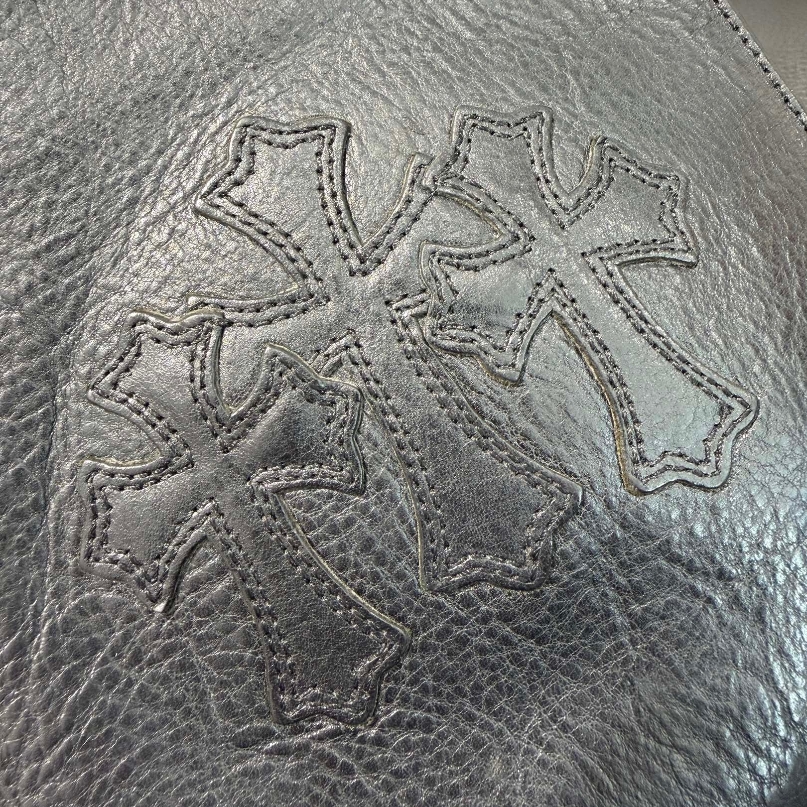 CHROME HEARTS Square Pocket 3 Cemetery Cross Leather Patch Shoulder Bag クロムハーツ スクエアポケット 3セメタリークロス レザーパッチ ショルダーバッグ