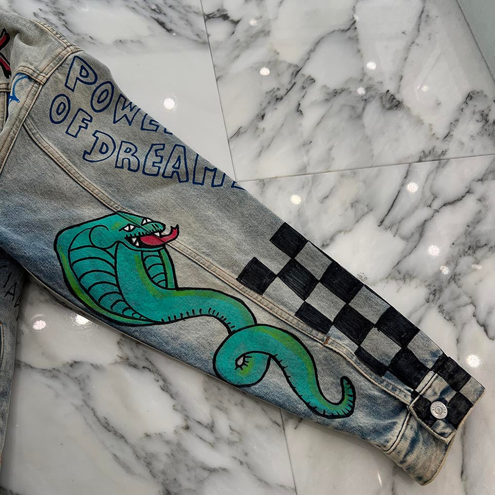 BALENCIAGA 2018AW Graffiti Paint Denim Jacket 558824 TXE08 Size 36 バレンシアガ グラフィティペイント デニムジャケット サイズ36