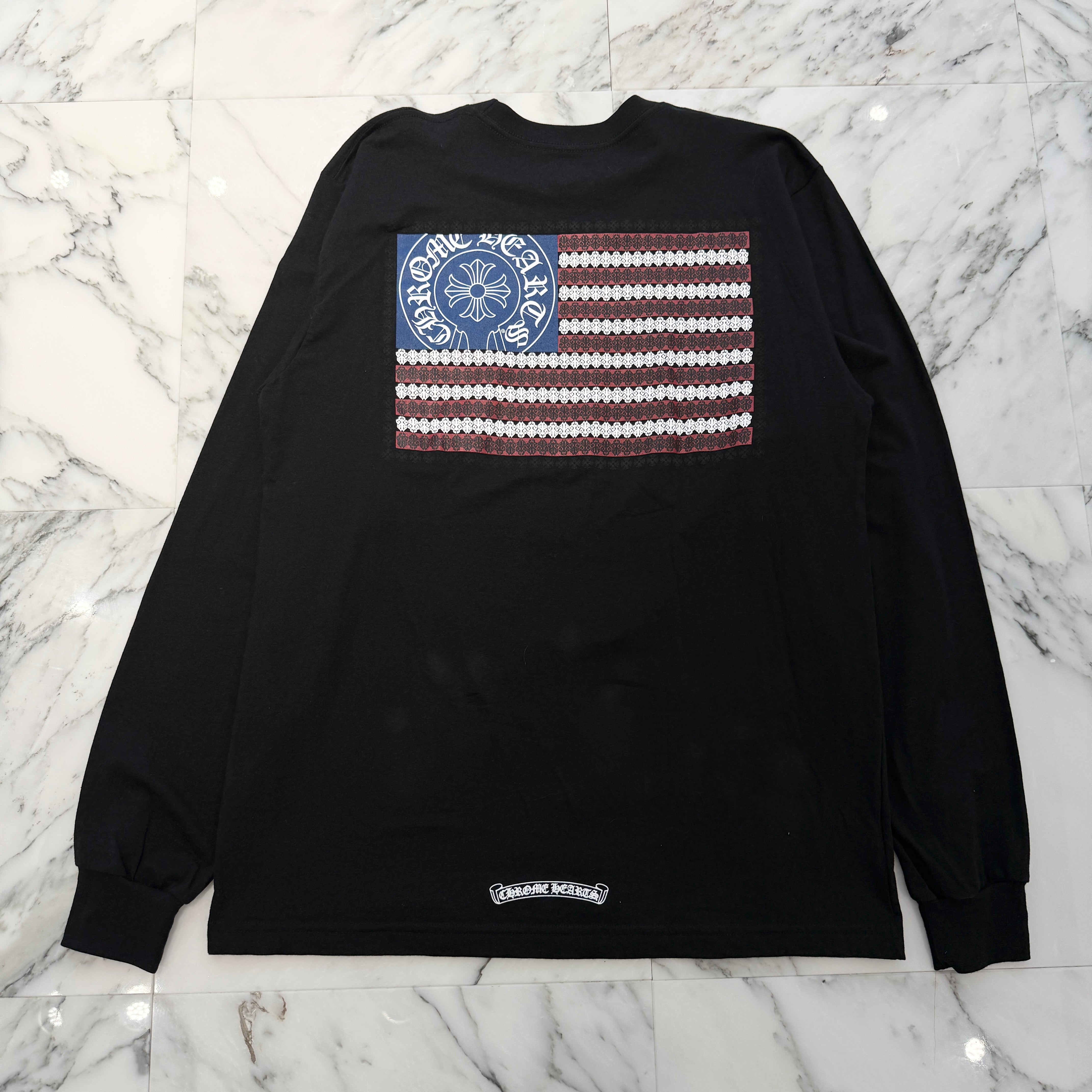 CHROME HEARTS American Flag Vine Dagger Horseshoe Long Sleeve Tee Size L クロムハーツ アメリカンフラッグ ヴァインダガーホースシュー ロングスリーブTシャツ サイズL