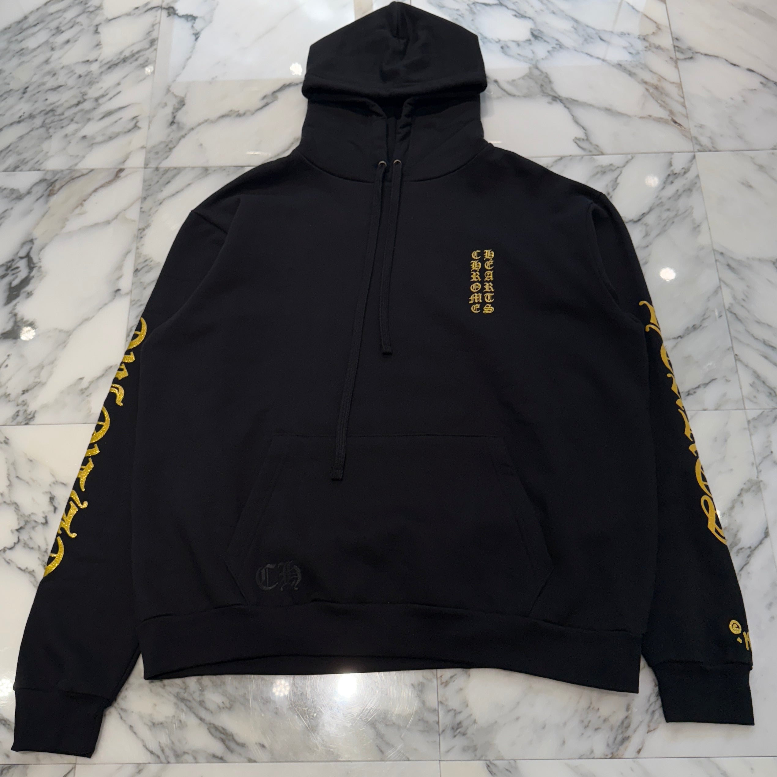 CHROME HEARTS 1988 Vertical Logo Glitter Pullover Hoodie Size L クロムハーツ 1988 ヴァーティカルロゴ グリッター プルオーバーフーディー サイズL