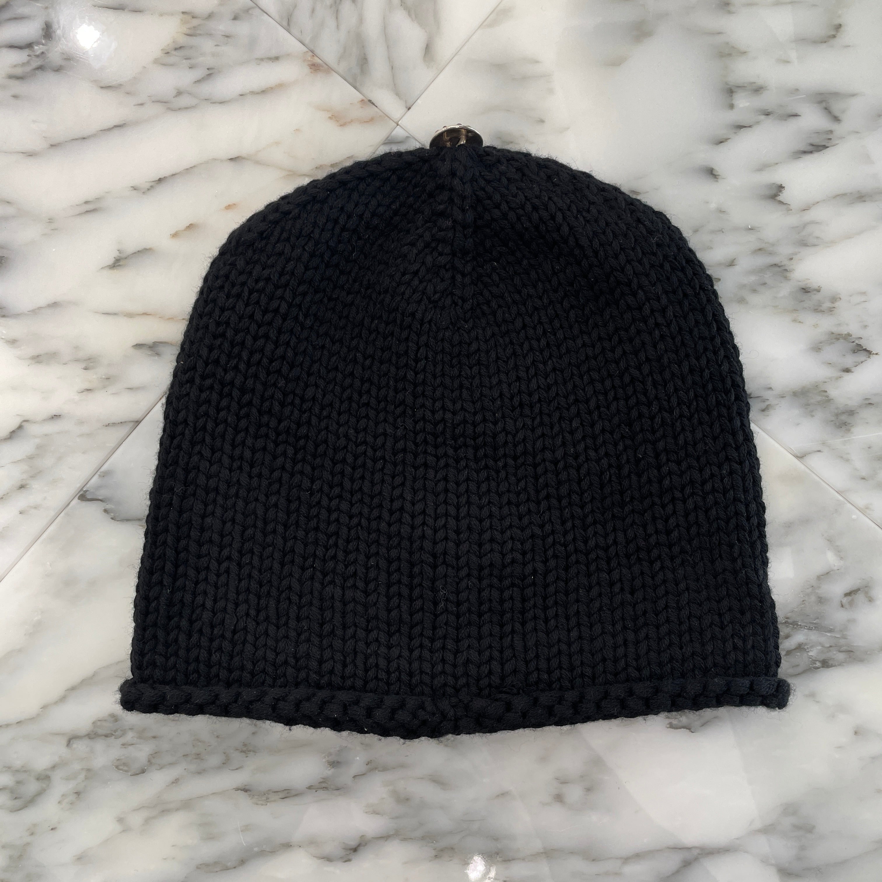 CHROME HEARTS Cashmere Leather 1 Cross Patch Beanie Size ONE SIZE