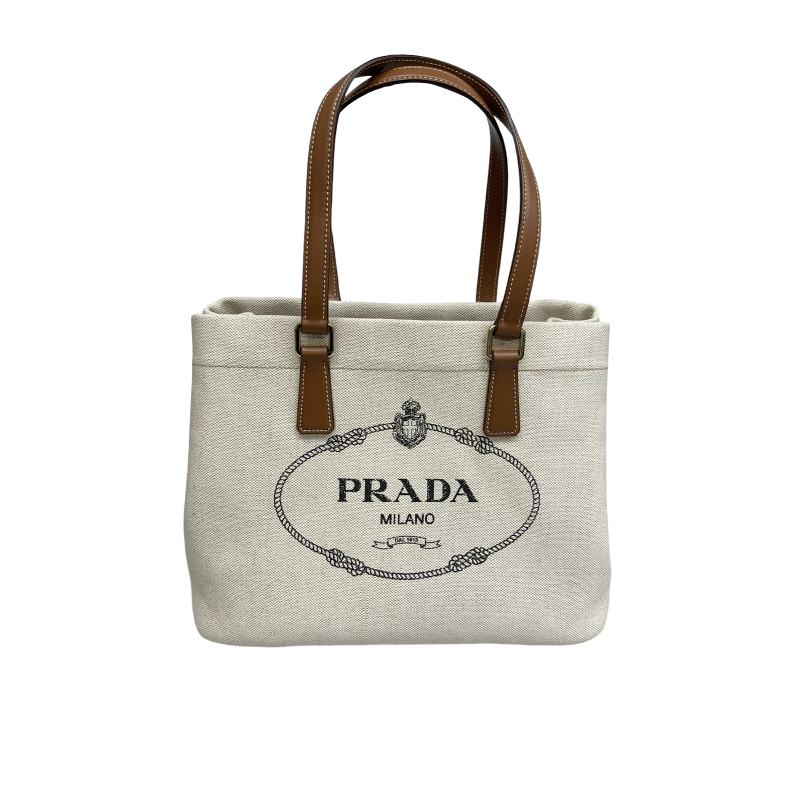 PRADA 2023SS Linen Blend Leather Tote Bag 1BG356