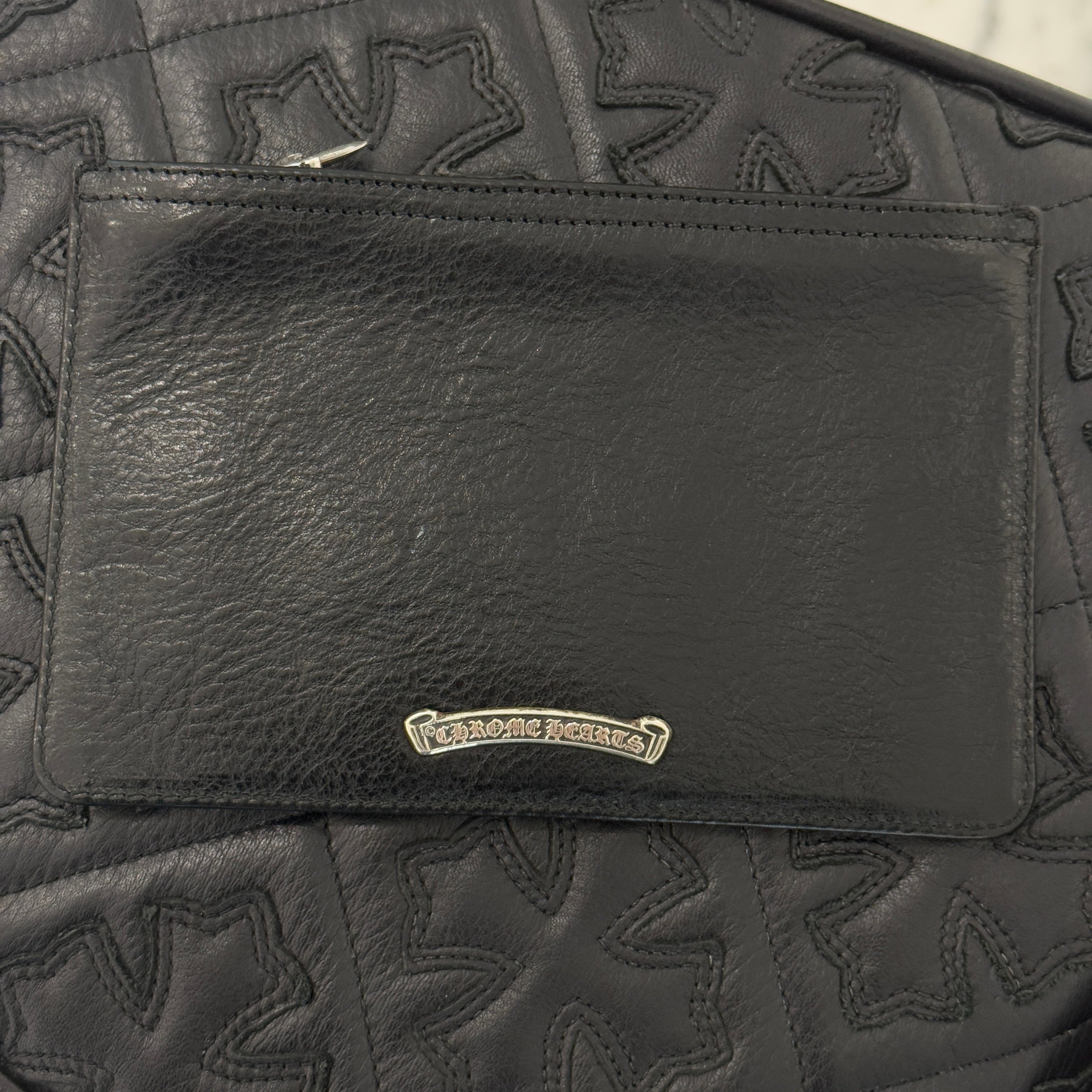 CHROME HEARTS Red 1 Cross Leather Patch Change Purse クロムハーツ