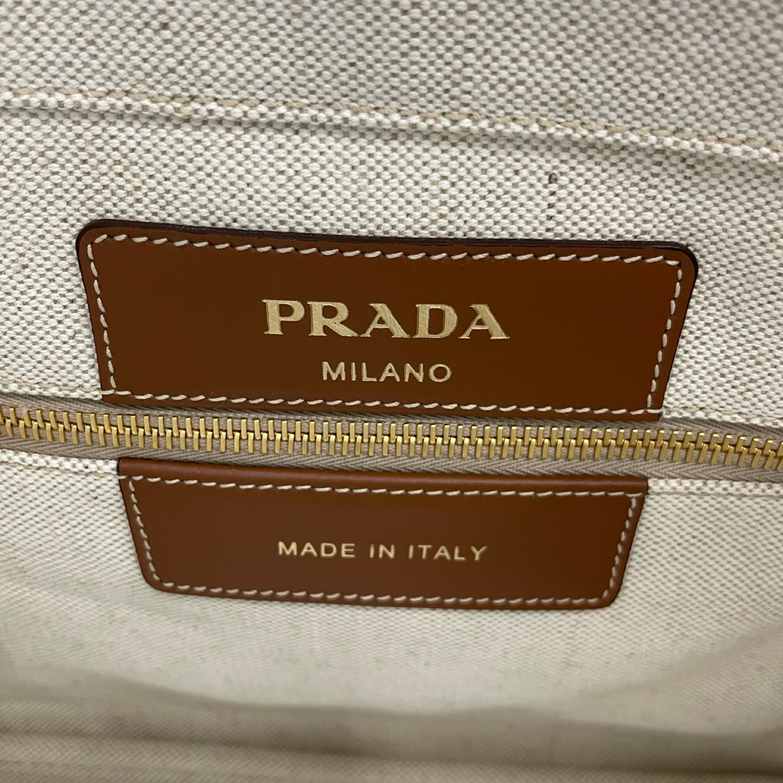 PRADA 2023SS Linen Blend Leather Tote Bag 1BG356