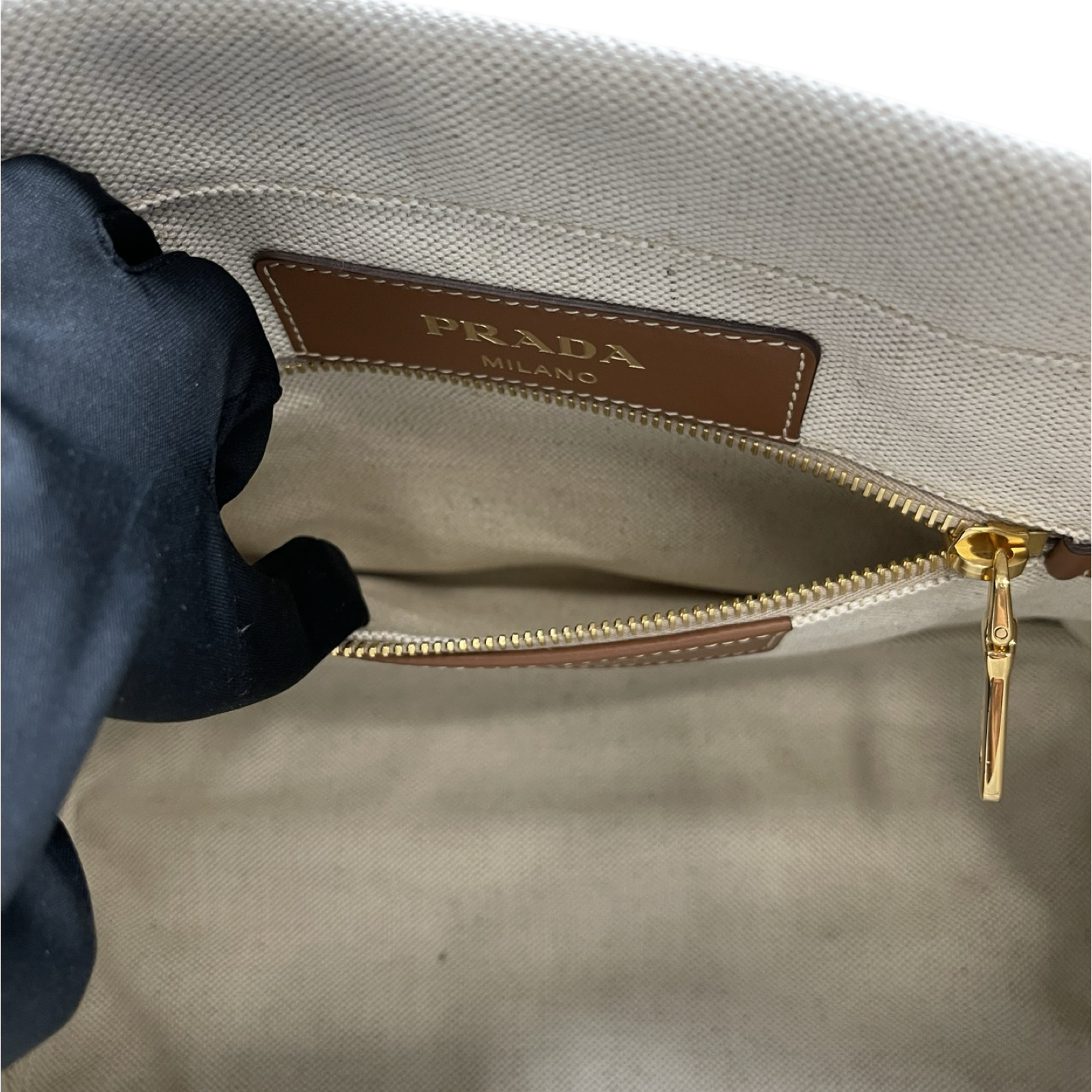 PRADA 2023SS Linen Blend Leather Tote Bag 1BG356