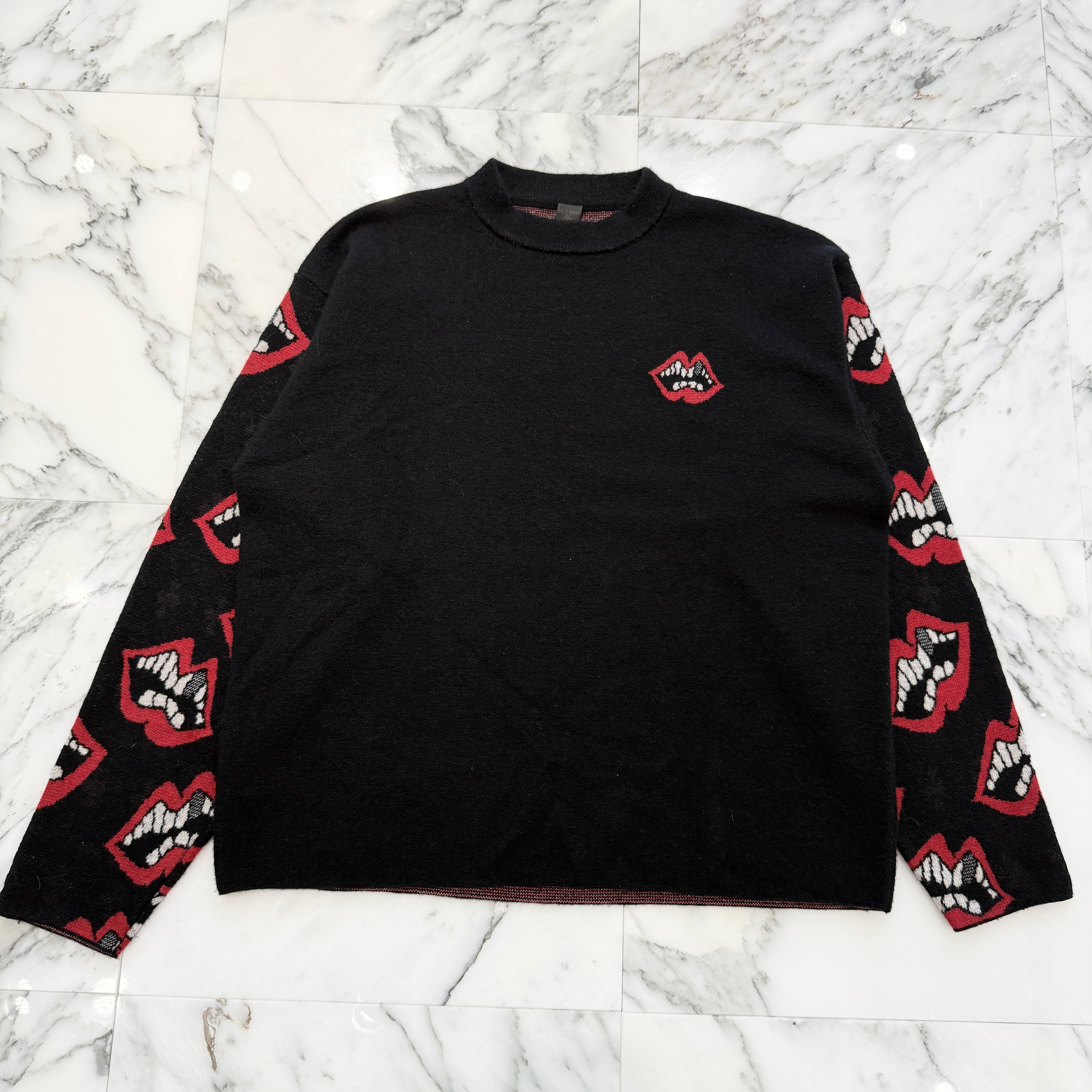 CHROME HEART × MATTY BOY Y NOT CHOMPER 3 Cemetery Cross Leather Patch Cashmere Knit Sweater Size S クロムハーツ × マッティボーイ ワイノット チョンパー 3セメタリー クロスレザーパッチ カシミヤ ニットセーター サイズS