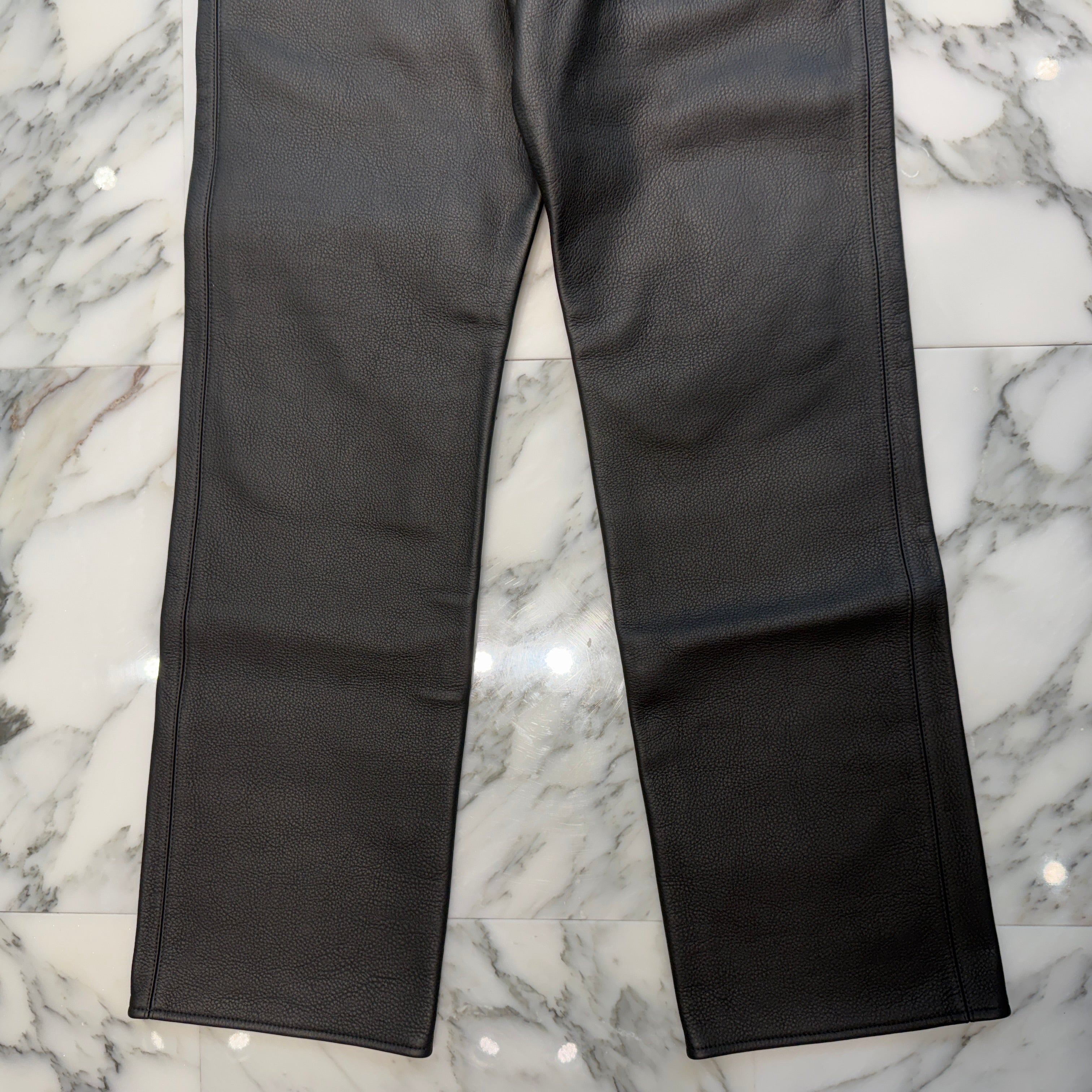CHROME HEARTS Crossball Leather Straight Pants Size 33 クロムハーツ クロスボール レザー ストレートパンツ サイズ33