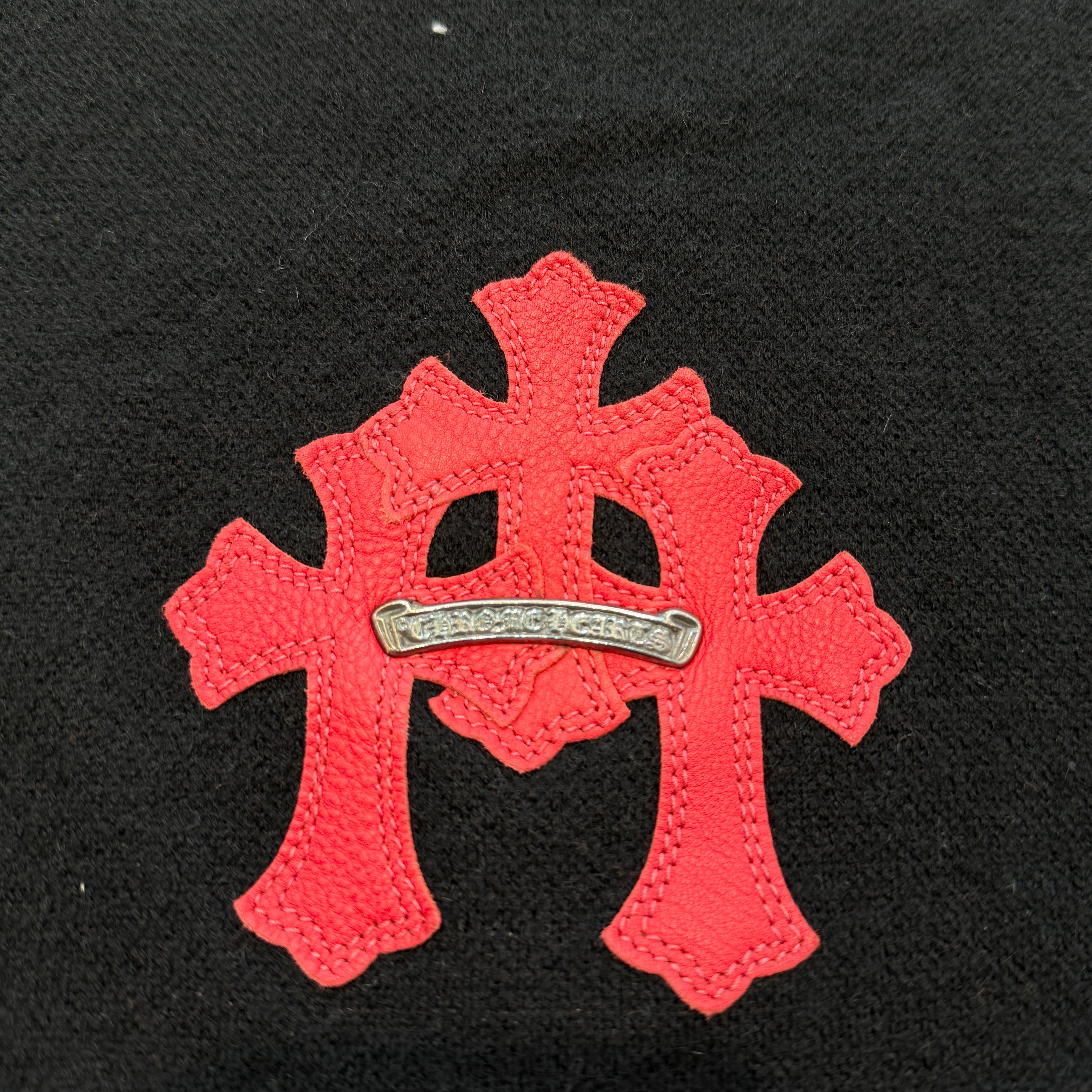 CHROME HEART × MATTY BOY Y NOT CHOMPER 3 Cemetery Cross Leather Patch Cashmere Knit Sweater Size S クロムハーツ × マッティボーイ ワイノット チョンパー 3セメタリー クロスレザーパッチ カシミヤ ニットセーター サイズS