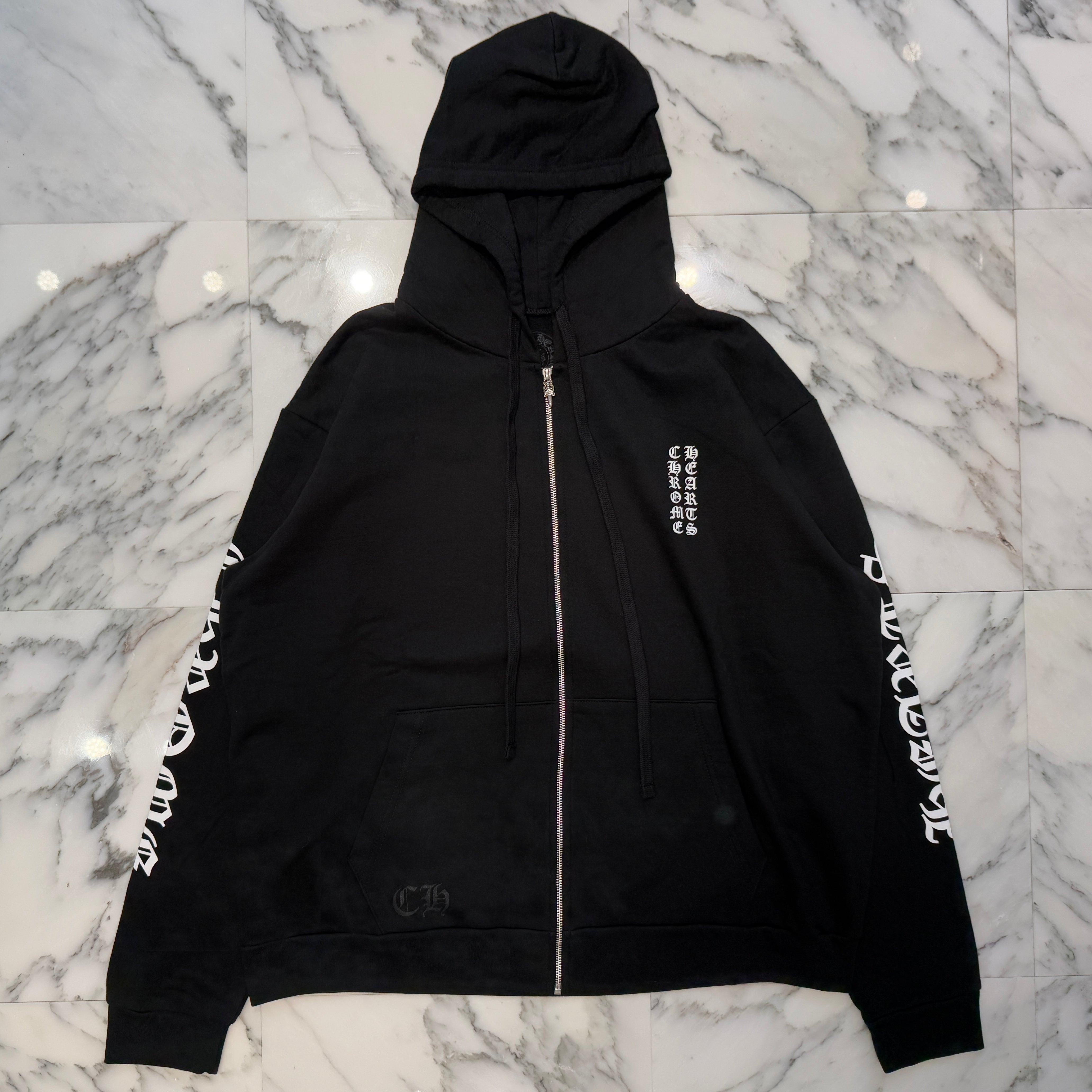 CHROME HEARTS Vertical Arm Logo Zip Up Hoodie Size L クロムハーツ ヴァーティカルアームロゴ ジップアップパーカー サイズL