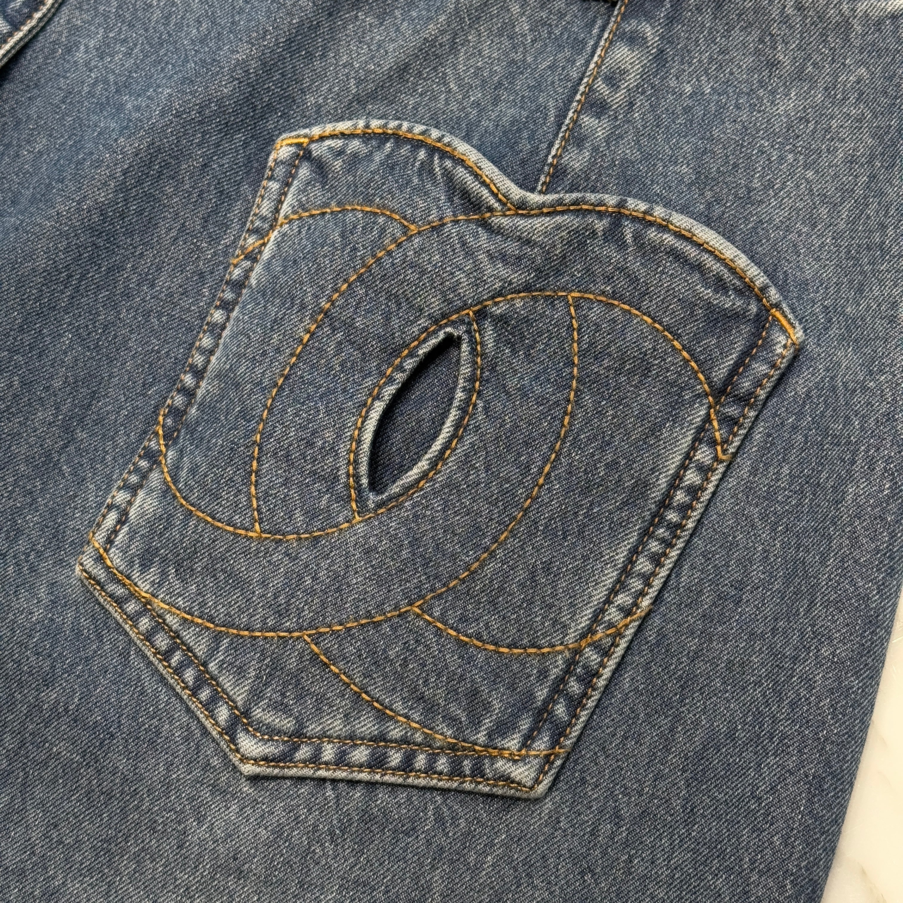 CHANEL 2024 Cruise Coco Mark Wide Denim Pants P76747V68693 Size 50 シャネル ココマーク ワイド デニムパンツ サイズ50