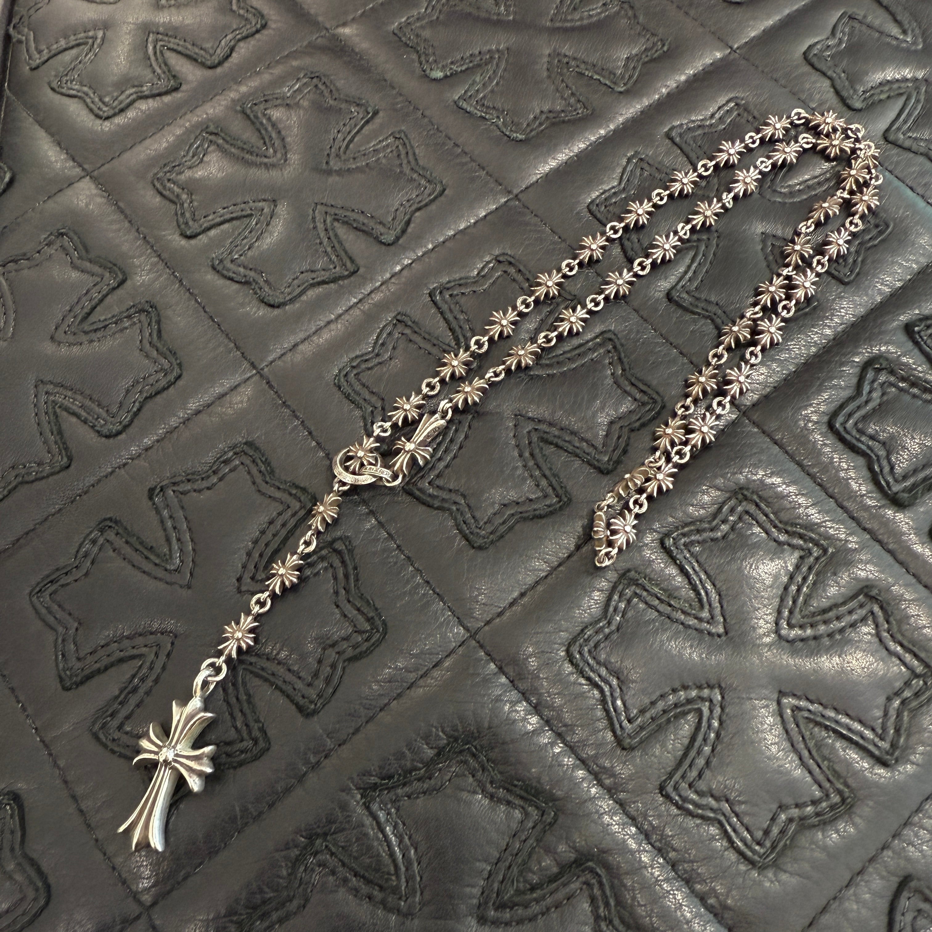 CHROME HEARTS Rosary Chalk CH Plus Chain Necklace クロムハ―ツ ロザリオ チョーク CHプラス チェーン ネックレス