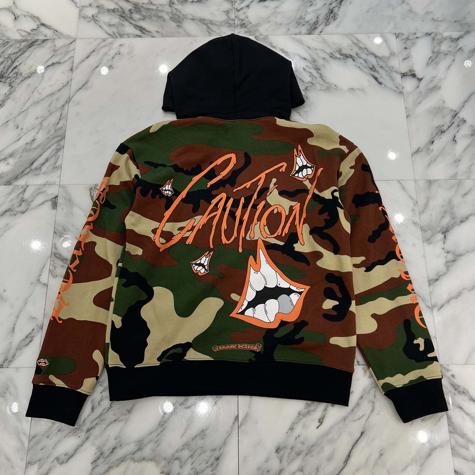 CHROME HEARTS × MATTY BOY 2022SS PPO CAUTION HD PLVR Size M クロムハーツ × マッティボーイ コーション プルオーバーフーディ サイズ M