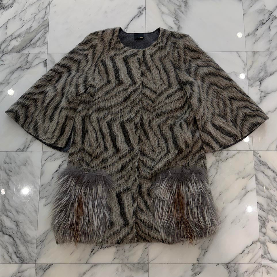 FENDI 2018AW Wool Fur Pocket Shaggy Coat FF7818 K6W Size 42 フェンディ ウール ファーポケット シャギーコート サイズ42