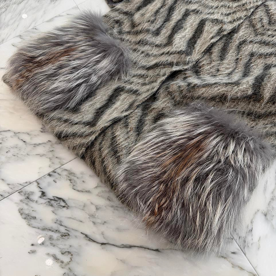 FENDI 2018AW Wool Fur Pocket Shaggy Coat FF7818 K6W Size 42 フェンディ ウール ファーポケット シャギーコート サイズ42