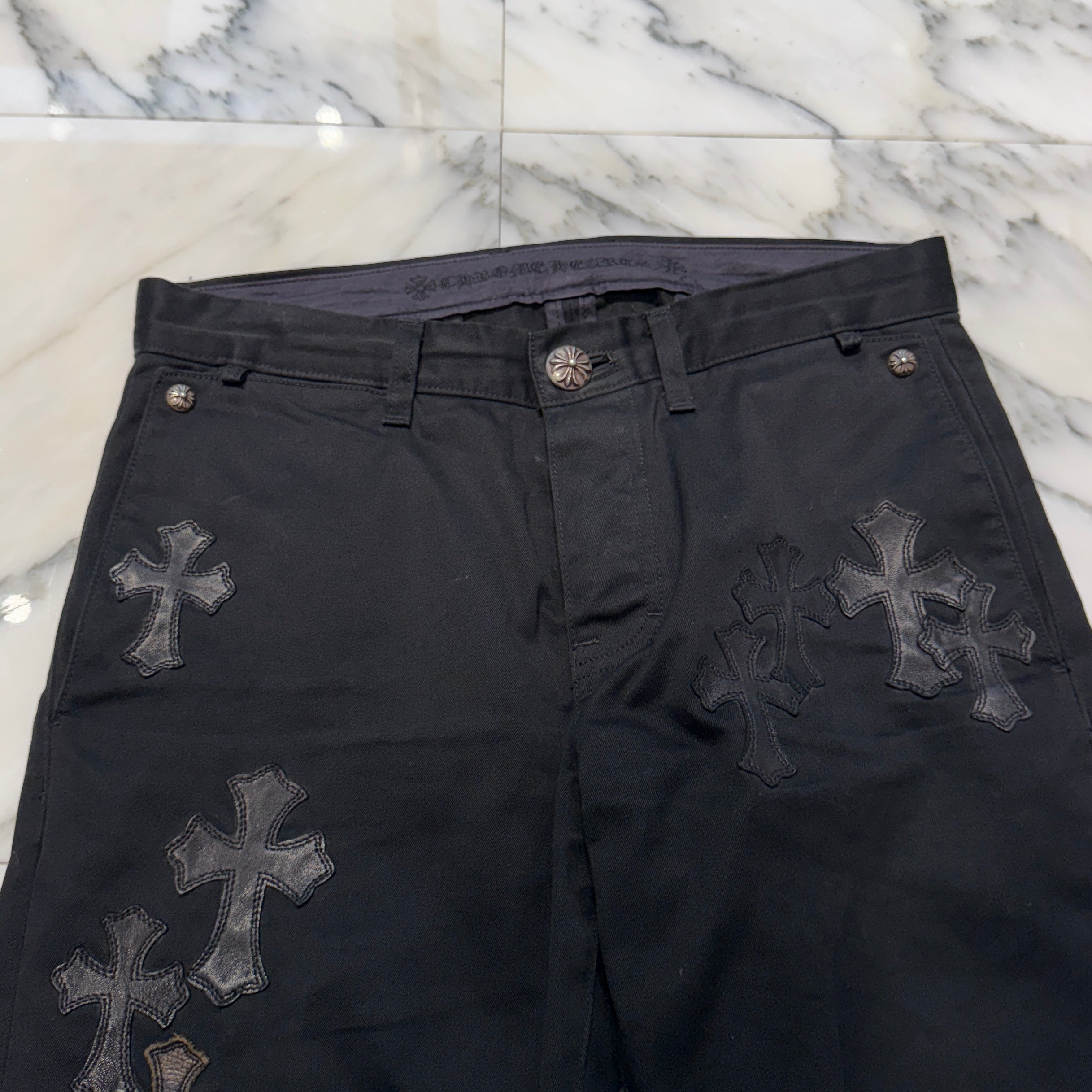 CHROME HEARTS Camouflage Cemetery Leather Cross Patch Chino Pants Size 32 クロムハーツ カモフラージュ セメタリー レザークロスパッチ チノパンツ サイズ32