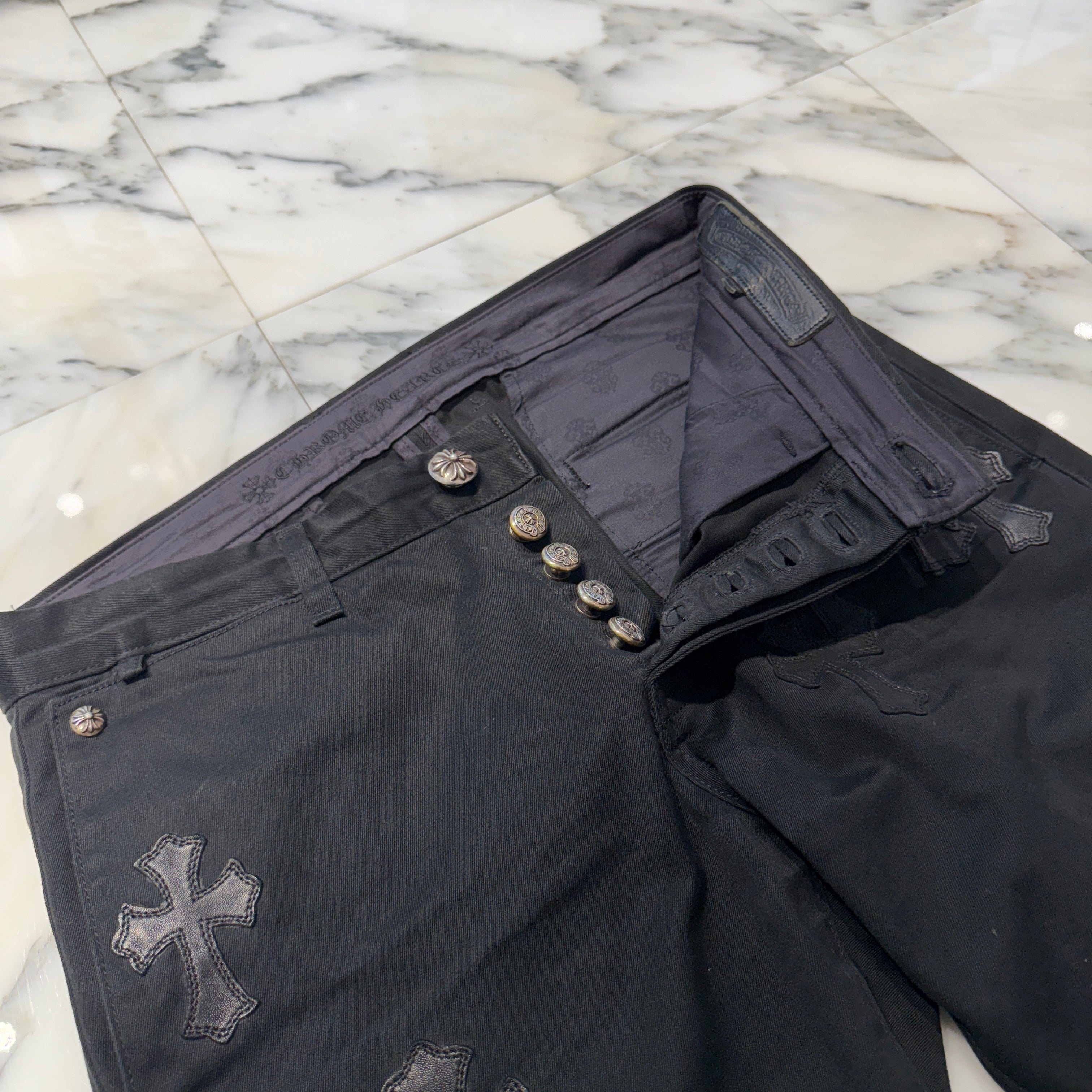 CHROME HEARTS Camouflage Cemetery Leather Cross Patch Chino Pants Size 32 クロムハーツ カモフラージュ セメタリー レザークロスパッチ チノパンツ サイズ32