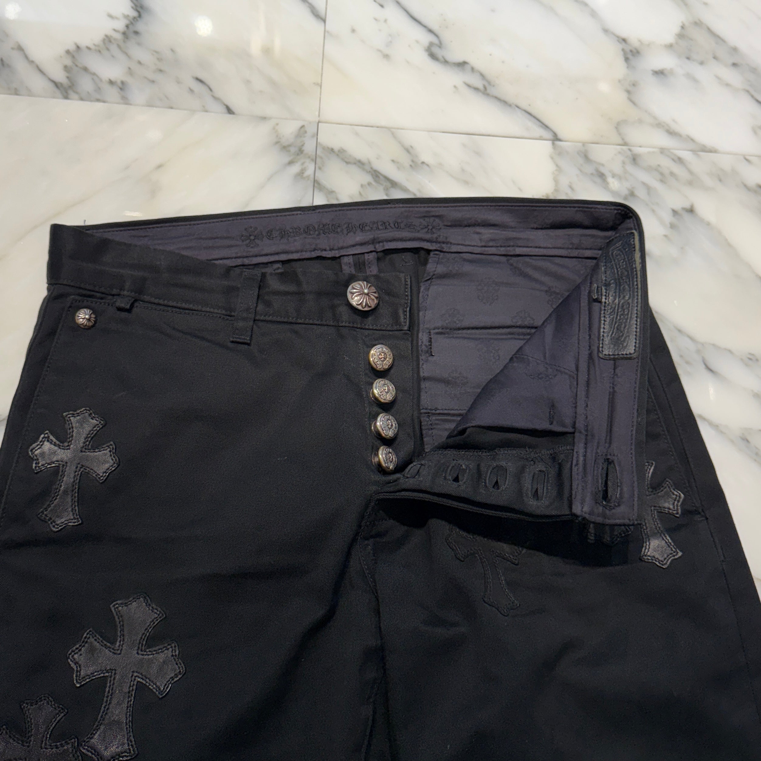 CHROME HEARTS Camouflage Cemetery Leather Cross Patch Chino Pants Size 32 クロムハーツ カモフラージュ セメタリー レザークロスパッチ チノパンツ サイズ32