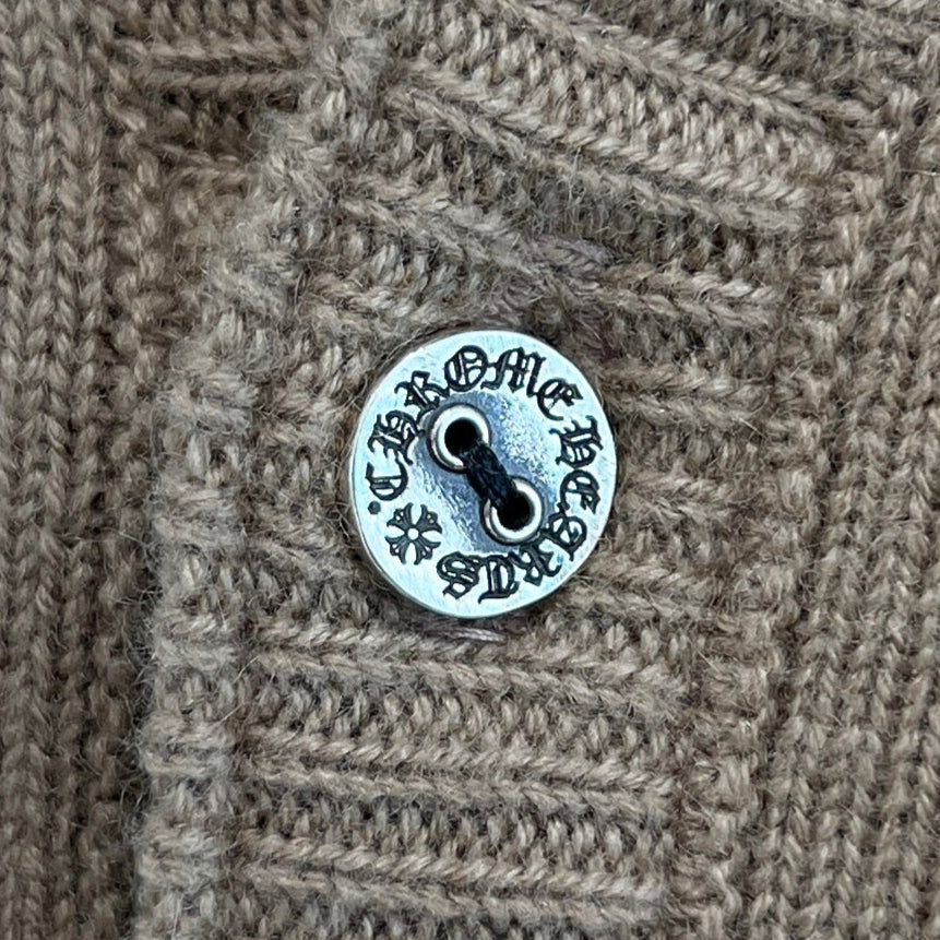 CHROME HEARTS Y NOT King Taco 3 Cemetery Cross Leather Patch Cashmere Knit Cardigan Size 10Y クロムハーツ ワイノット キングタコ 3セメタリークロスレザーパッチ カシミアニット カーディガン サイズ10Y