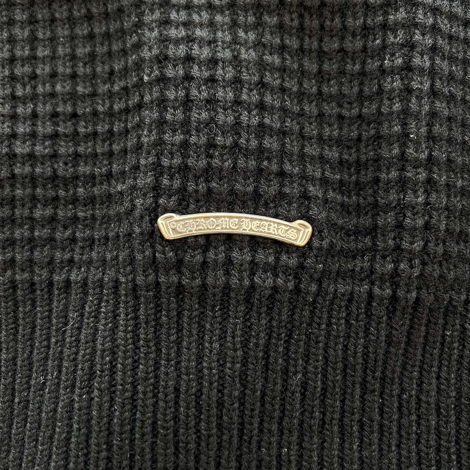 CHROME HEARTS YNOT Leather Cross Patch Cashmere Knit Cardigan Size L クロムハーツ ワイノット レザー クロス パッチ カシミヤ ニットカーディガン サイズL