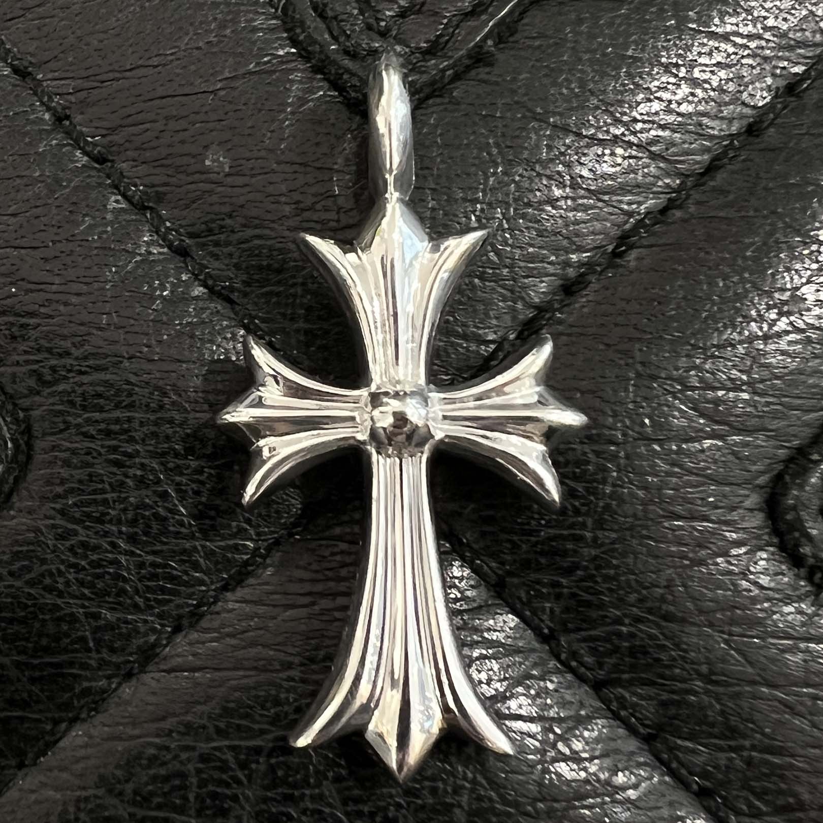 CHROME HEARTS 18K WG Tiny Fat Cross Pave Pink Sapphire Pendant Top 18K ホワイトゴールド クロムハーツ タイニーファットクロス パヴェピンクサファイア ペンダントトップ