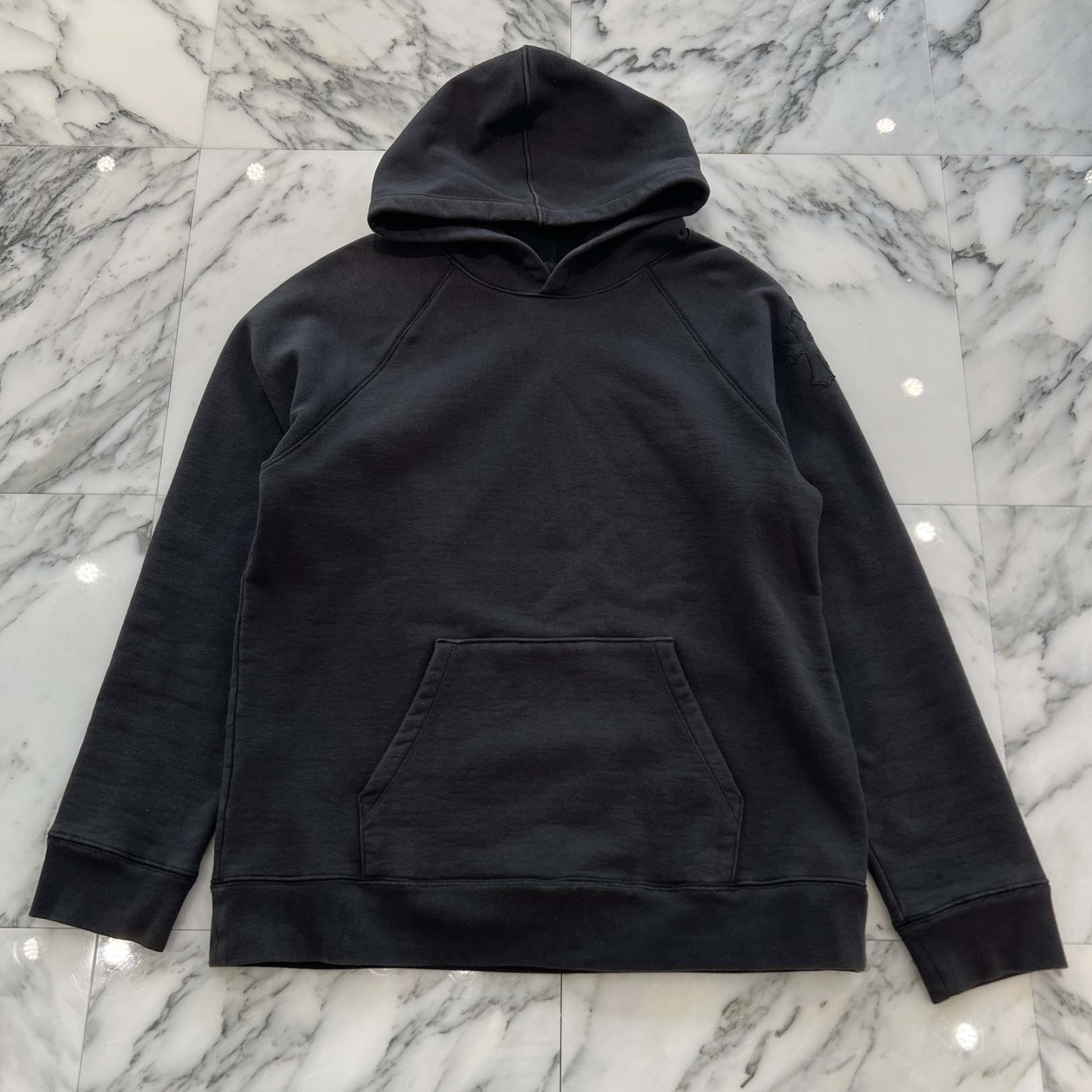 CHROME HEARTS Y NOT Cemetery Cross Leather Patch Pullover Hoodie Size L クロムハーツ ワイノット セメタリークロス レザーパッチ プルオーバーフーディ サイズL