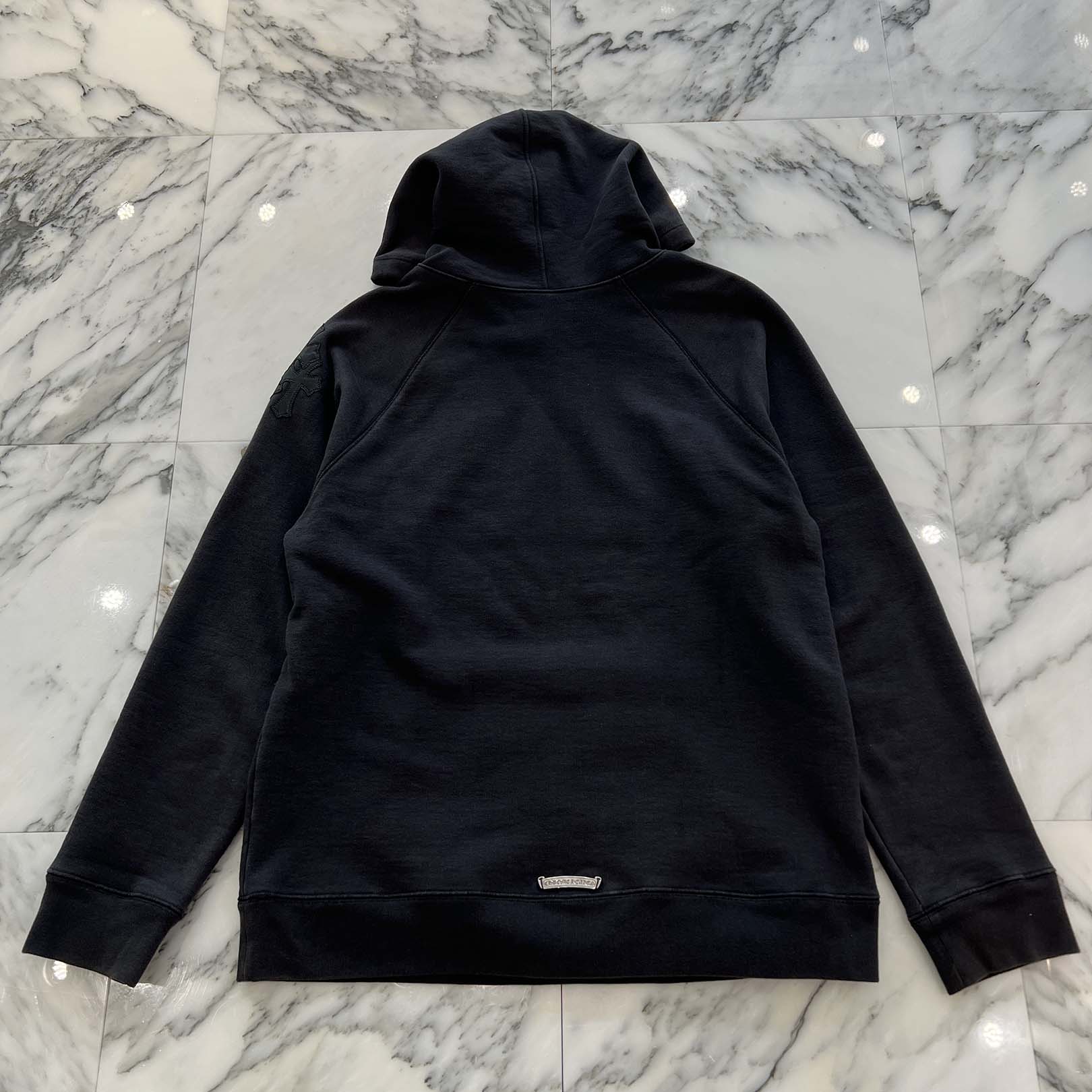 CHROME HEARTS Y NOT Cemetery Cross Leather Patch Pullover Hoodie Size L クロムハーツ ワイノット セメタリークロス レザーパッチ プルオーバーフーディ サイズL