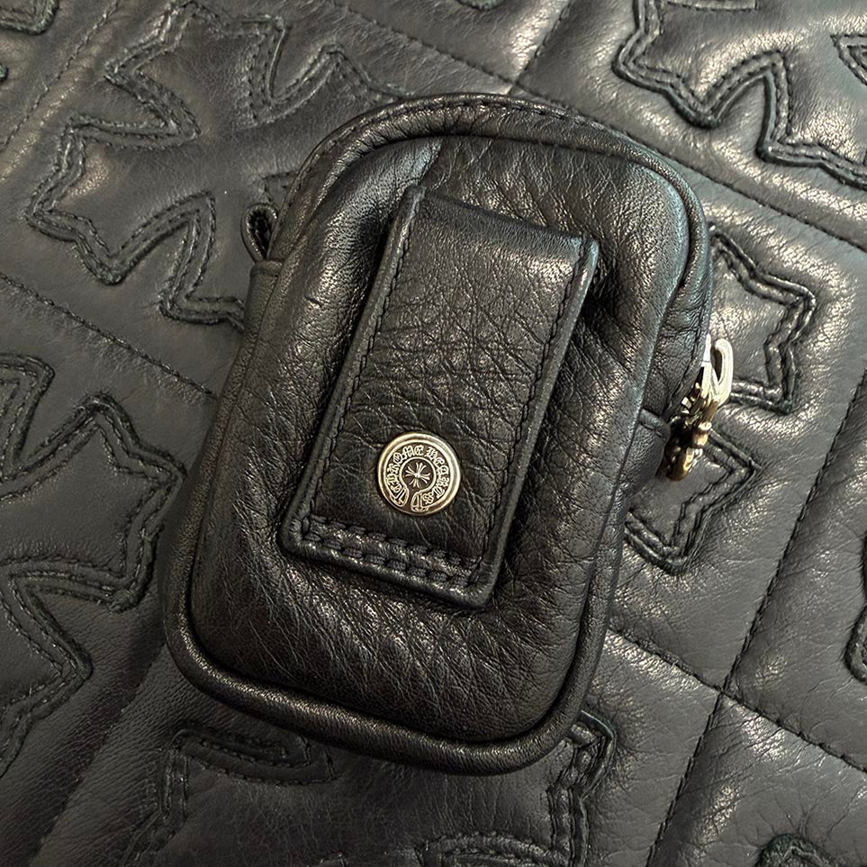 CHROME HEARTS 1 Cross Leather Patch Micro Taka Leather Poach