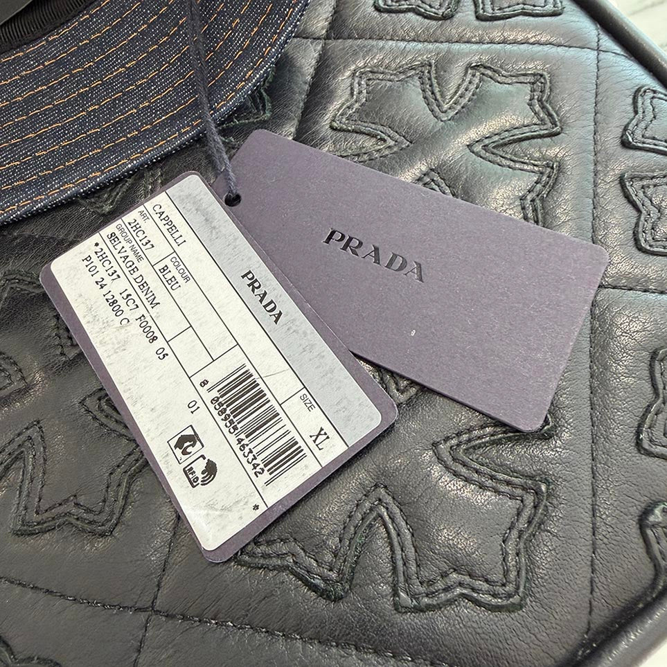 PRADA 2025AW Triangle Logo Plate Denim Bucket Hat Size XL プラダ トライアングルロゴプレート デニムバケットハット サイズXL