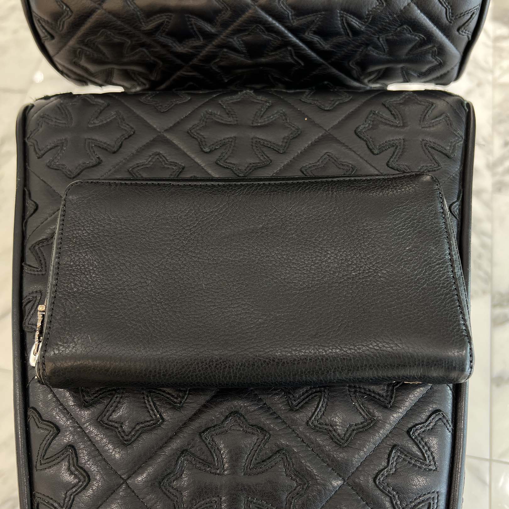 CHROME HEARTS CHROME HEARTS REC F ZIP Fully Loaded Pyramid CH Plus Studs Leather Wallet クロムハーツ REC F ジップ フーリィローデッド ピラミッド CHプラス スタッズ レザーウォレット