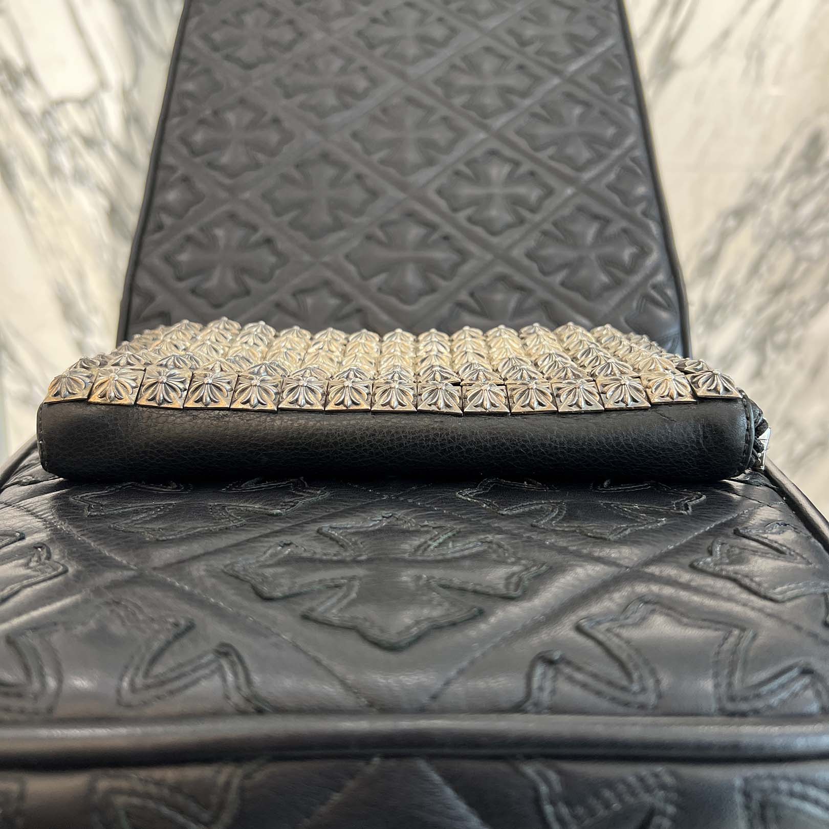 CHROME HEARTS CHROME HEARTS REC F ZIP Fully Loaded Pyramid CH Plus Studs Leather Wallet クロムハーツ REC F ジップ フーリィローデッド ピラミッド CHプラス スタッズ レザーウォレット